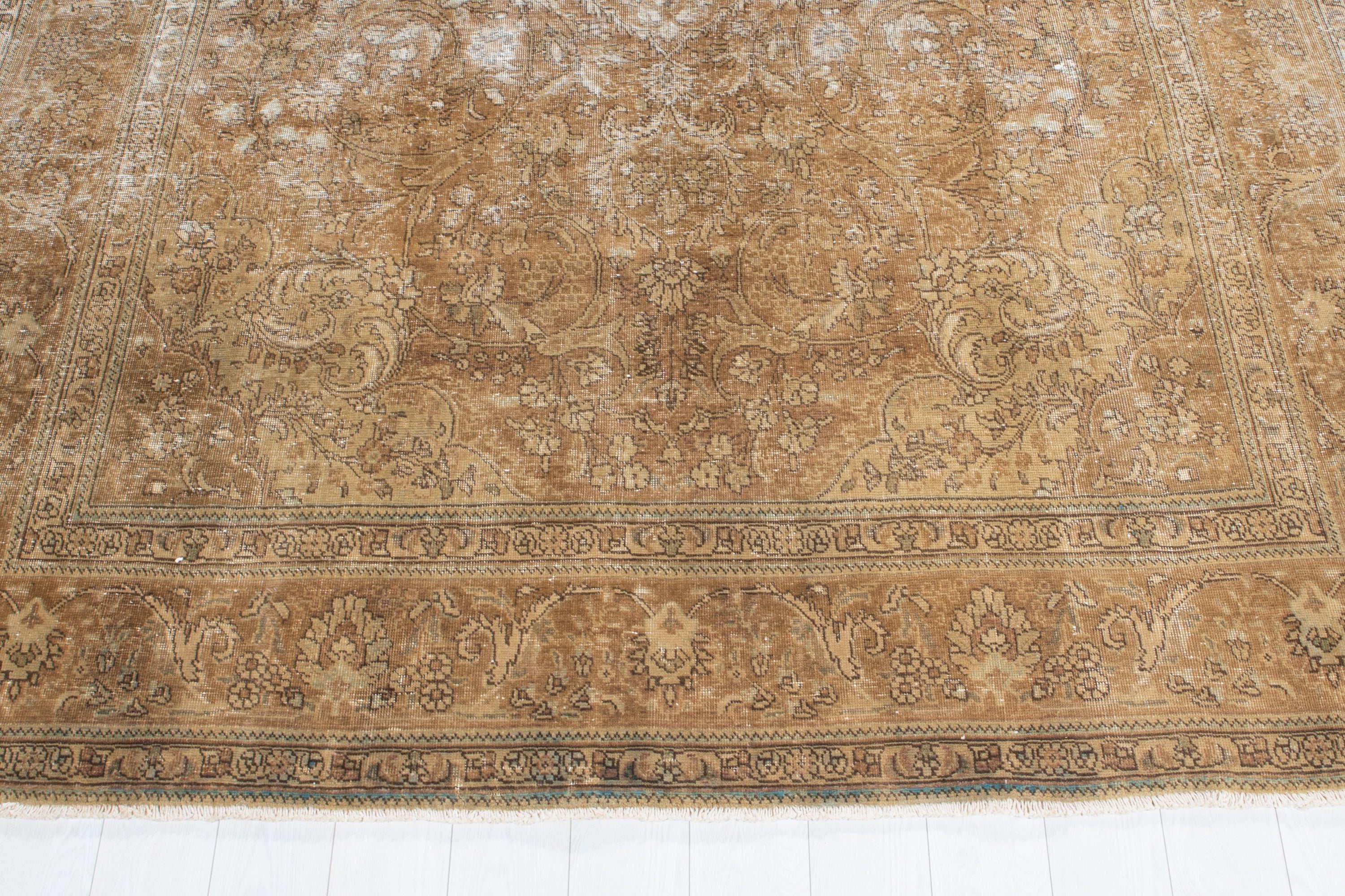 Hand-Knotted Vintage Large Wool Area Rug Faded – 11' 5" x 7' 10" (349 x 240 cm) - Yasi & Fara