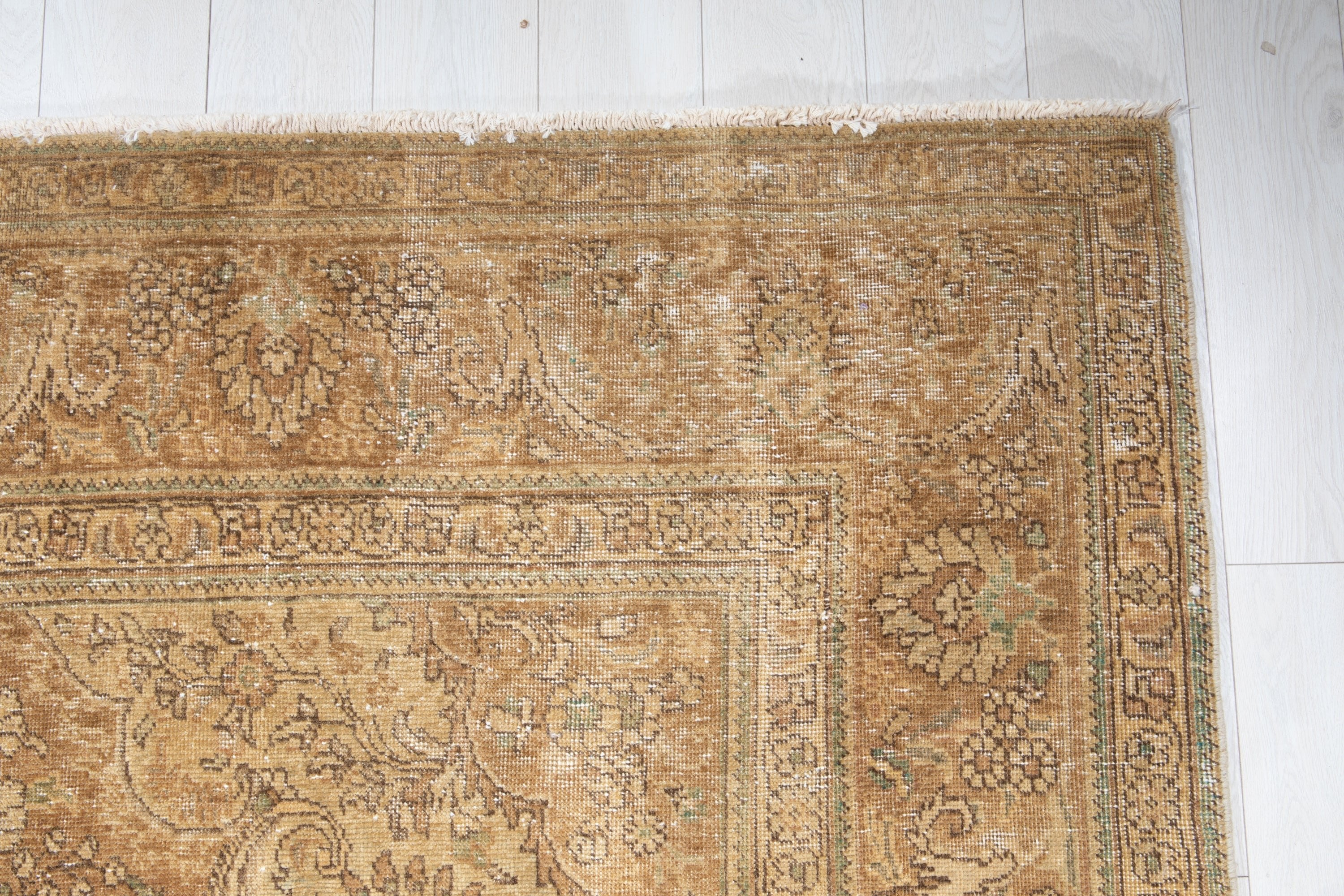 Hand-Knotted Vintage Large Wool Area Rug Faded – 11' 5" x 7' 10" (349 x 240 cm) - Yasi & Fara