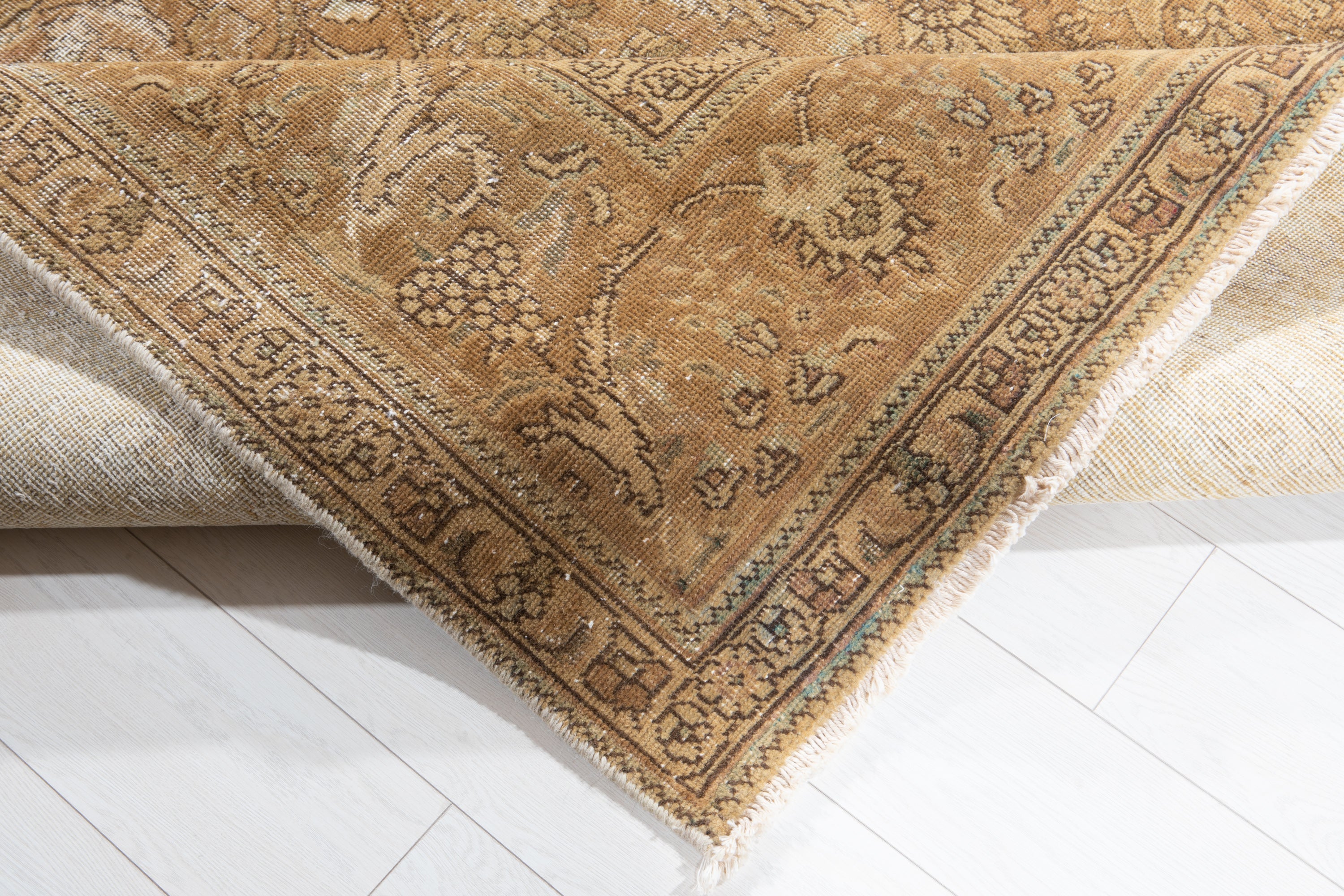 Hand-Knotted Vintage Large Wool Area Rug Faded – 11' 5" x 7' 10" (349 x 240 cm) - Yasi & Fara