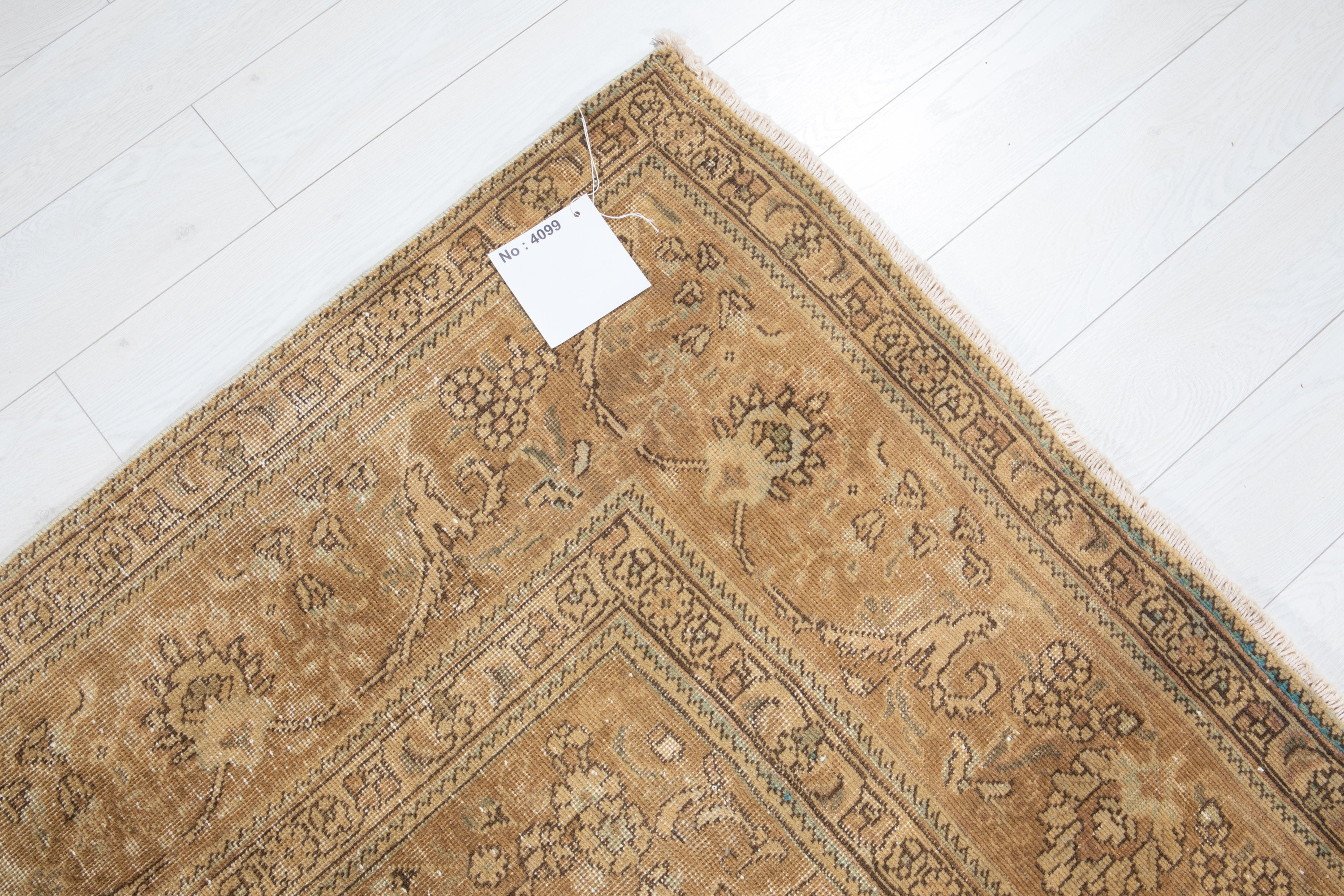 Hand-Knotted Vintage Large Wool Area Rug Faded – 11' 5" x 7' 10" (349 x 240 cm) - Yasi & Fara