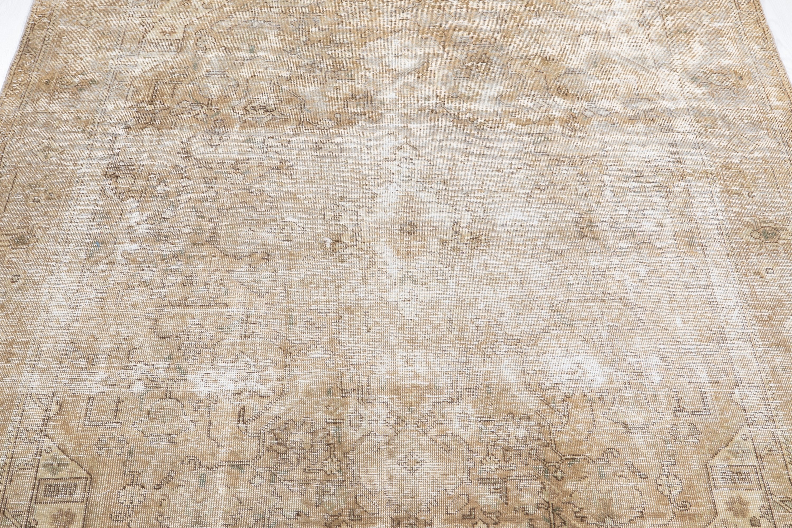Hand-Knotted Vintage Large Wool Area Rug Faded – 9' 5" x 6' 6" (287 x 199 cm) - Yasi & Fara
