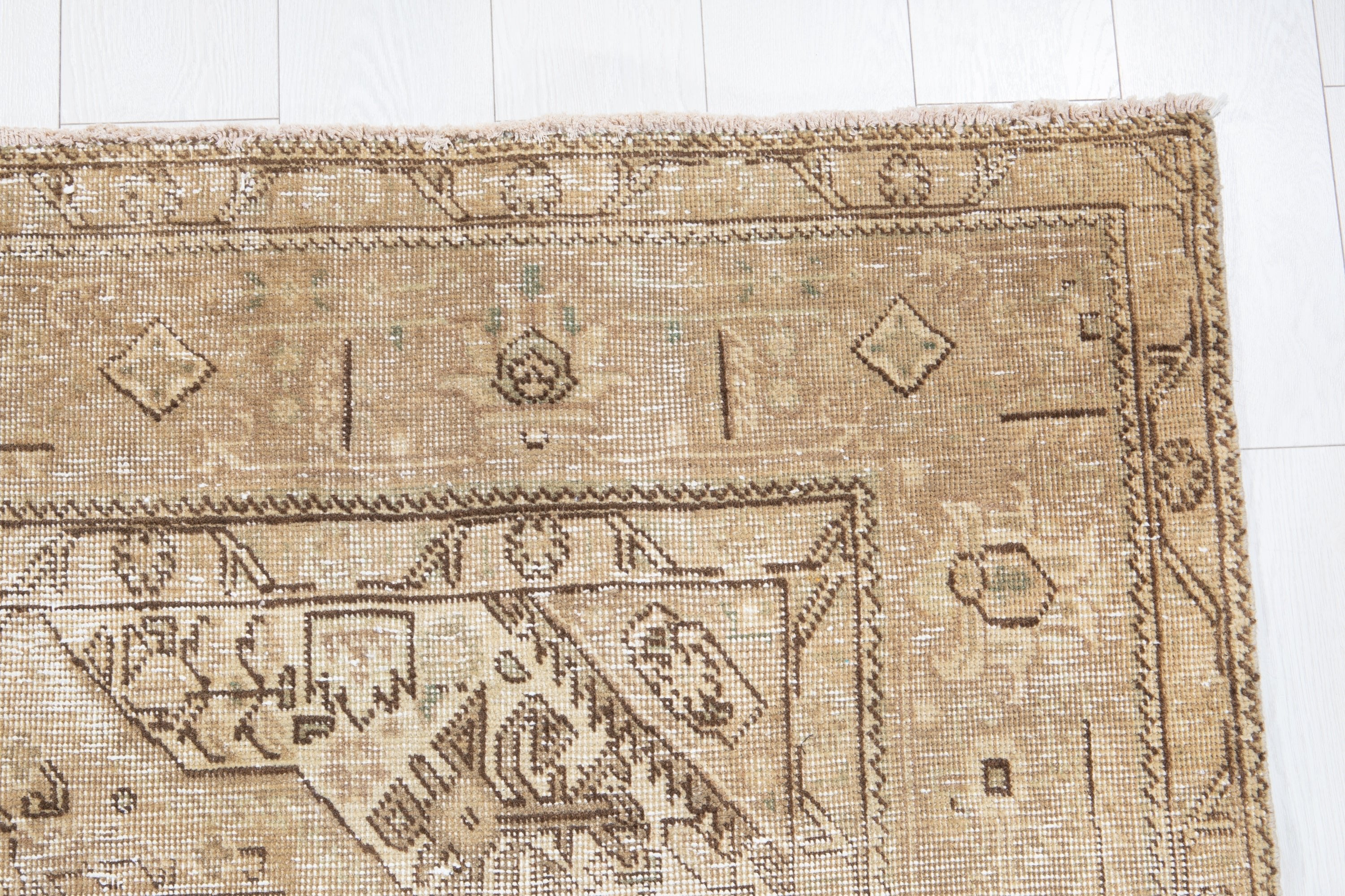 Hand-Knotted Vintage Large Wool Area Rug Faded – 9' 5" x 6' 6" (287 x 199 cm) - Yasi & Fara