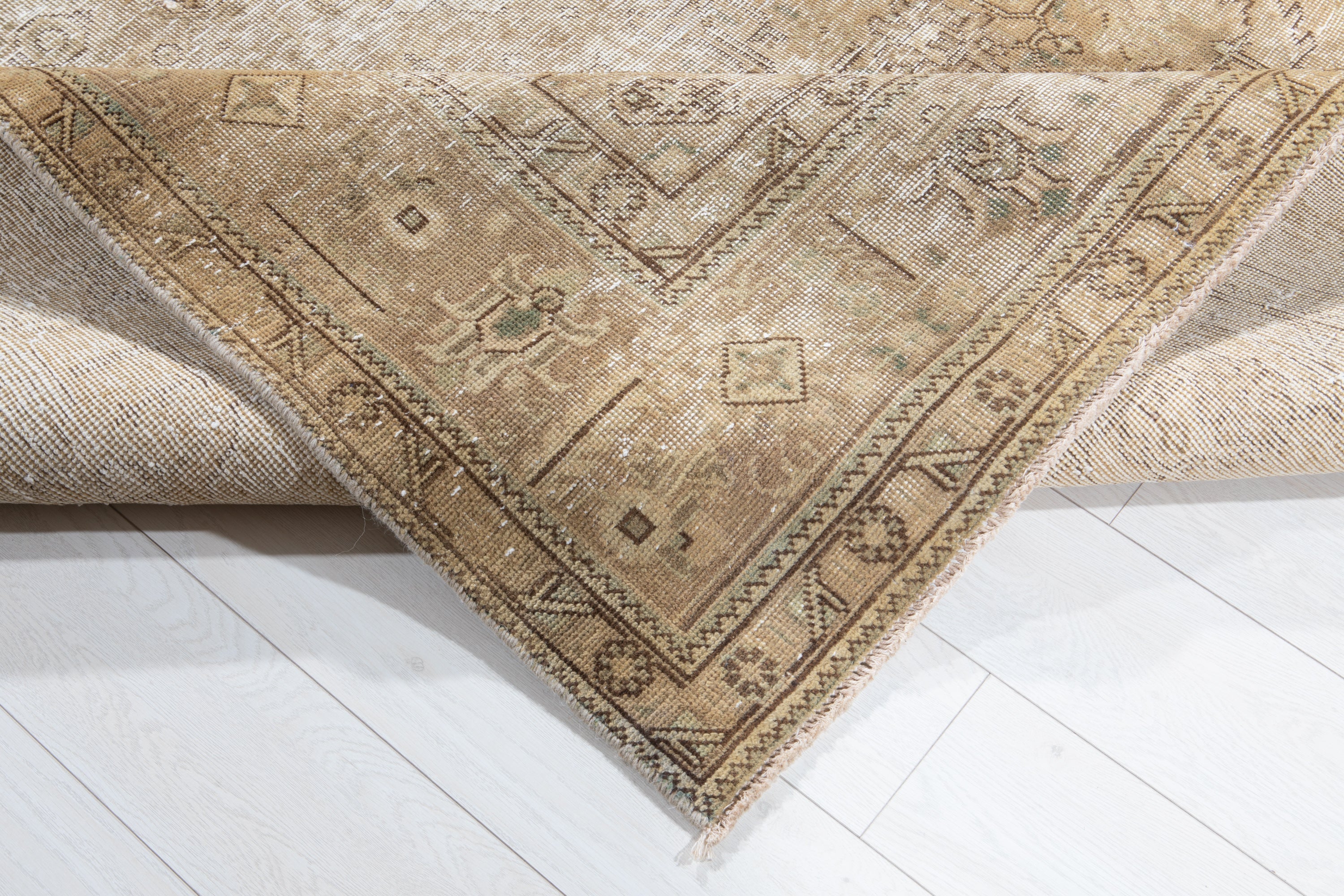 Hand-Knotted Vintage Large Wool Area Rug Faded – 9' 5" x 6' 6" (287 x 199 cm) - Yasi & Fara