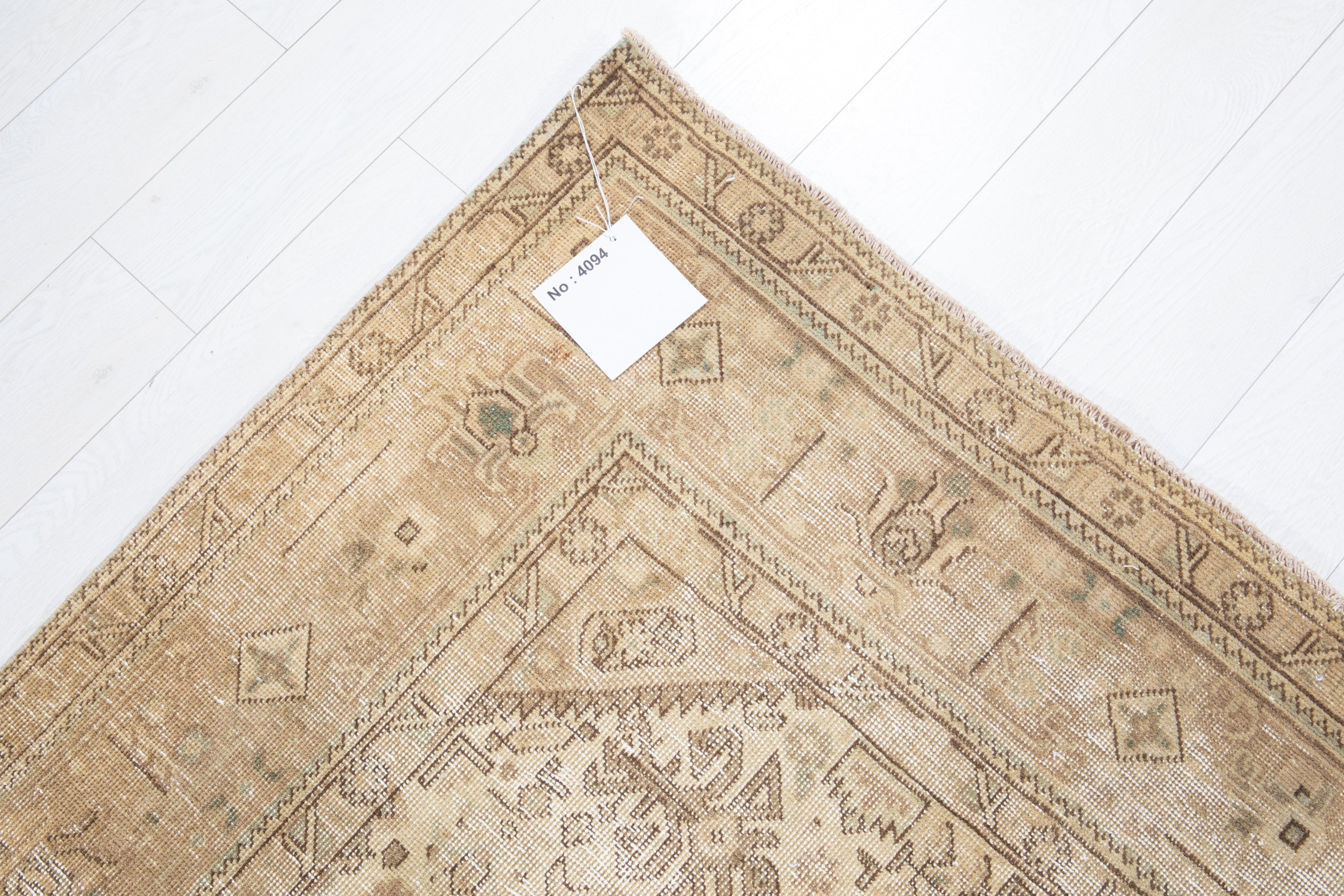 Hand-Knotted Vintage Large Wool Area Rug Faded – 9' 5" x 6' 6" (287 x 199 cm) - Yasi & Fara