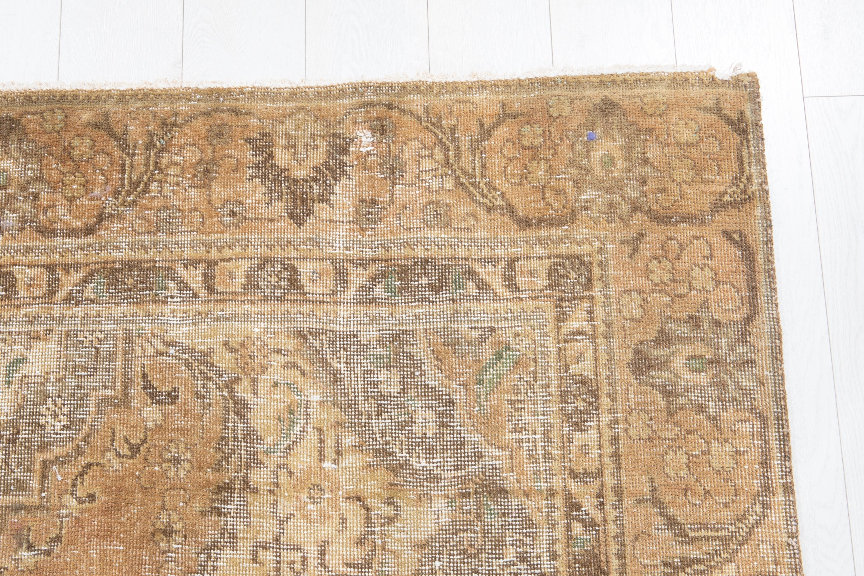 Hand-Knotted Vintage Large Wool Area Rug Faded – 9' 1" x 5' 11" (278 x 181 cm) - Yasi & Fara