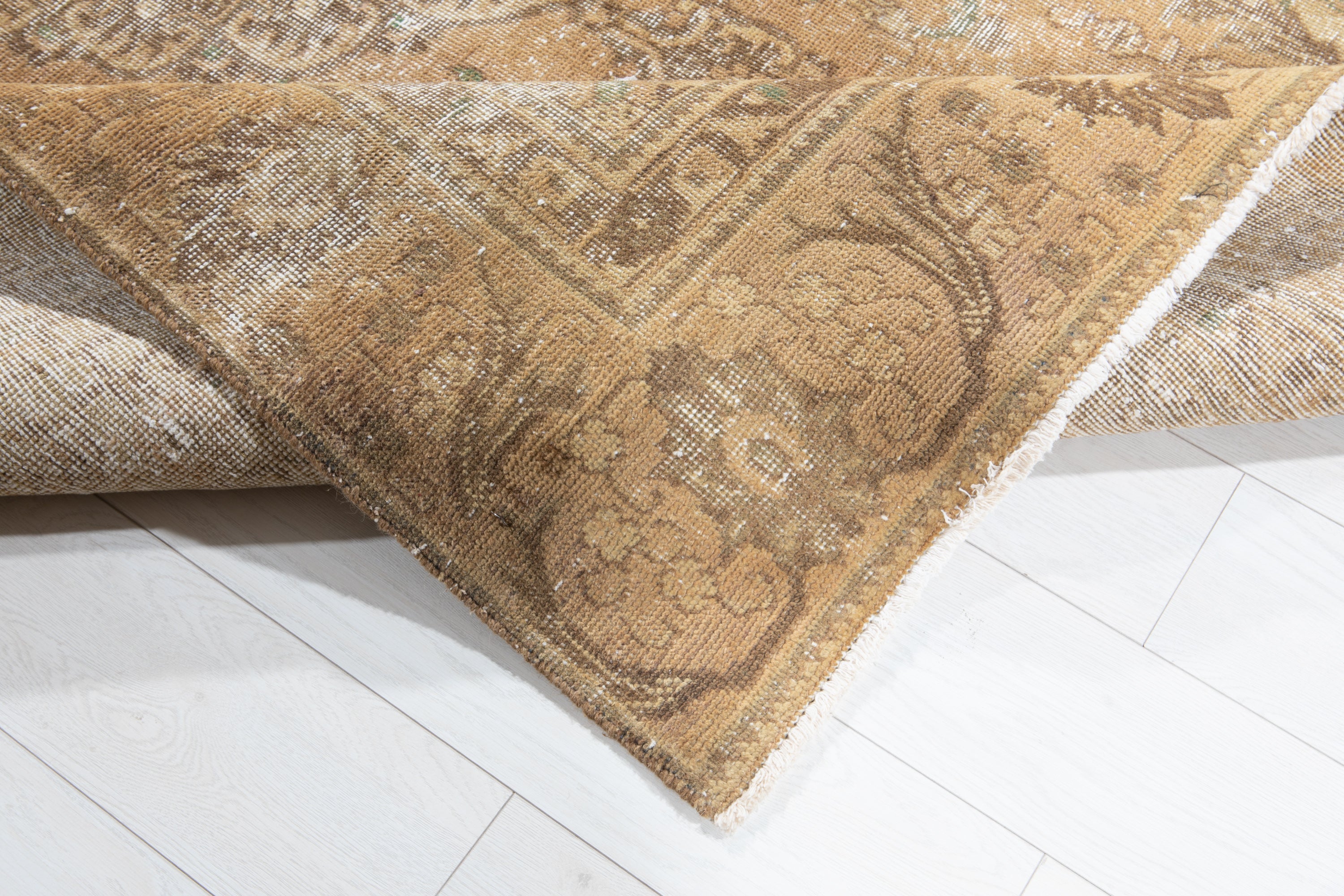 Hand-Knotted Vintage Large Wool Area Rug Faded – 9' 1" x 5' 11" (278 x 181 cm) - Yasi & Fara