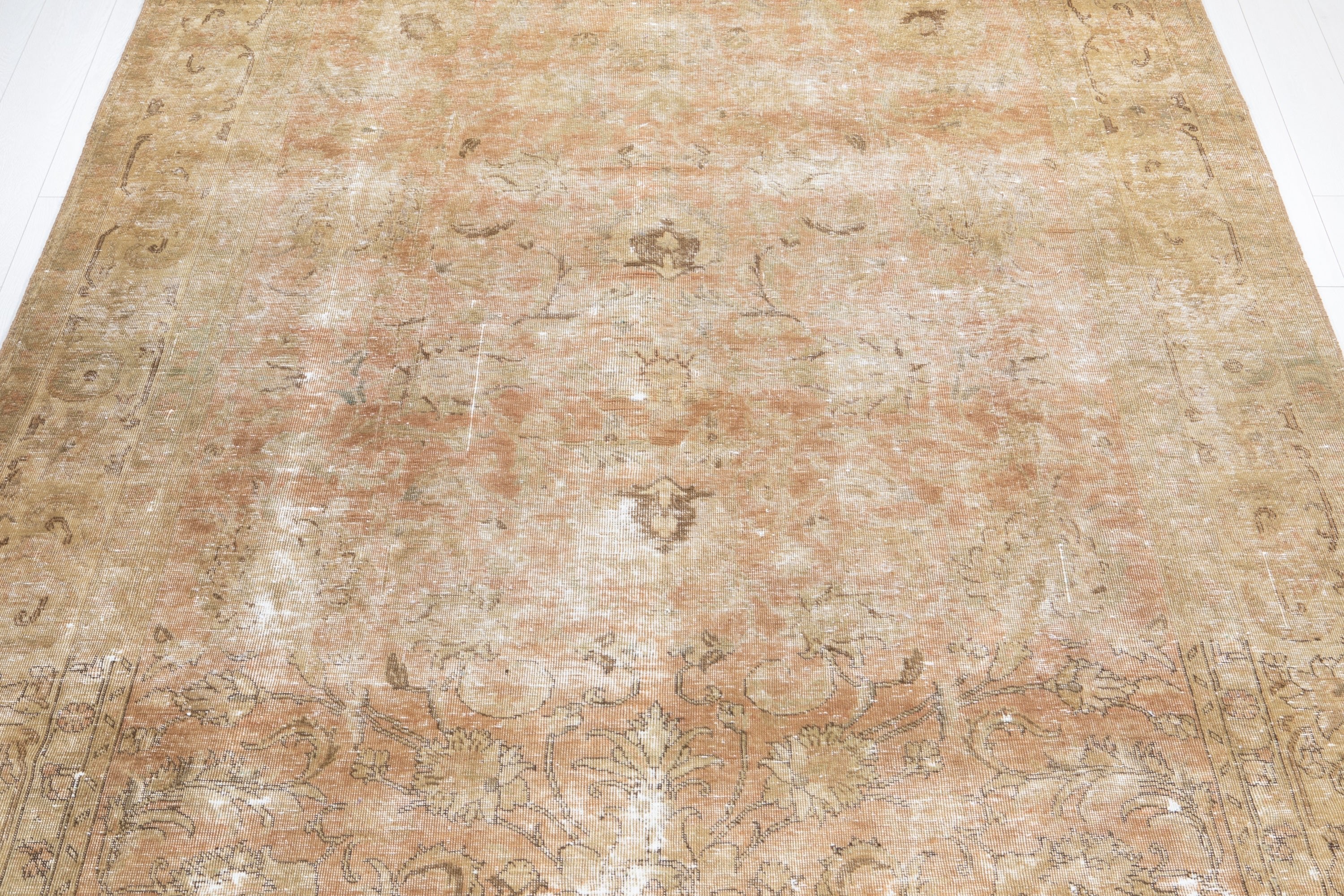 Hand-Knotted Vintage Large Wool Area Rug Faded – 10' 6" x 7' 3" (320 x 222 cm) - Yasi & Fara