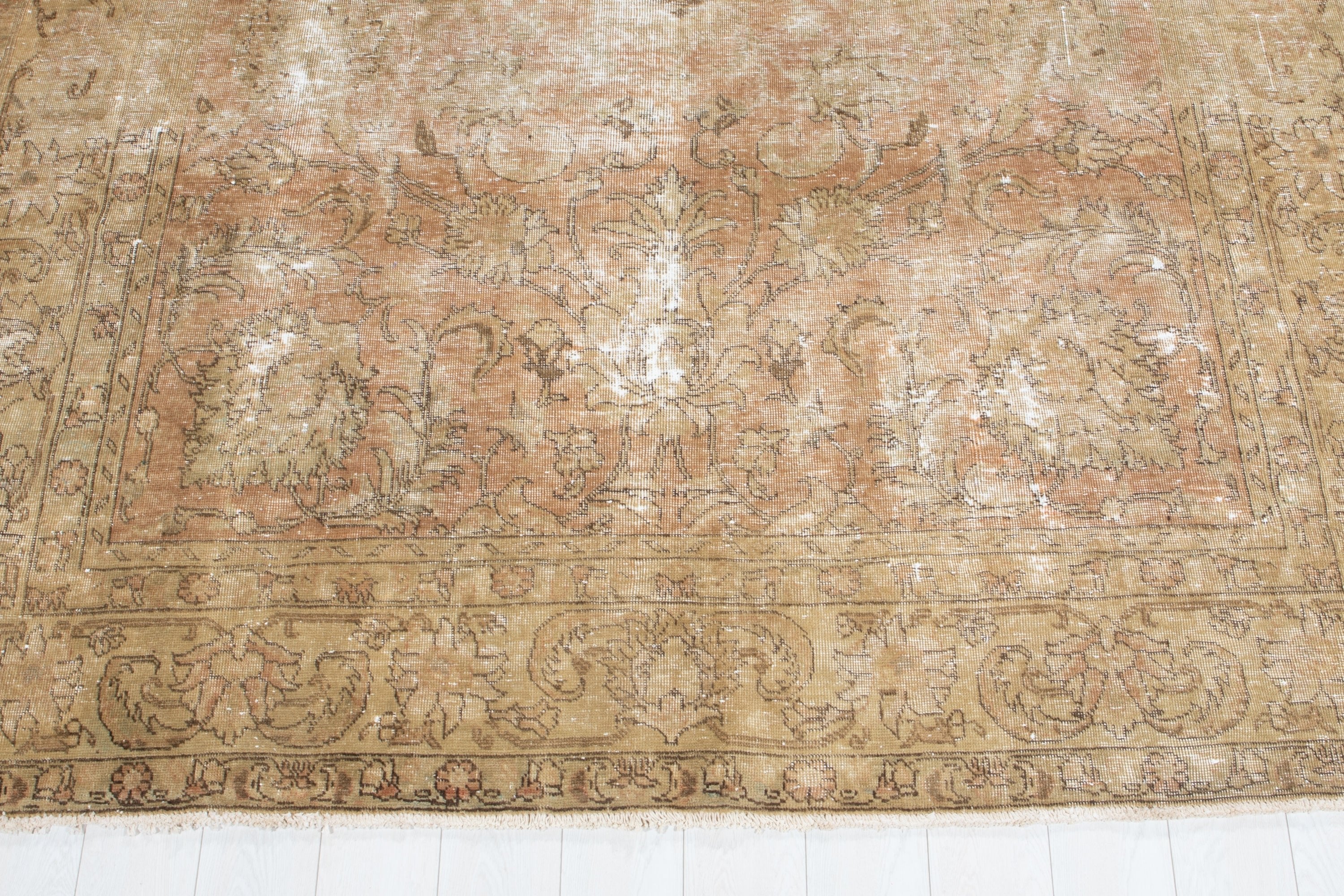 Hand-Knotted Vintage Large Wool Area Rug Faded – 10' 6" x 7' 3" (320 x 222 cm) - Yasi & Fara
