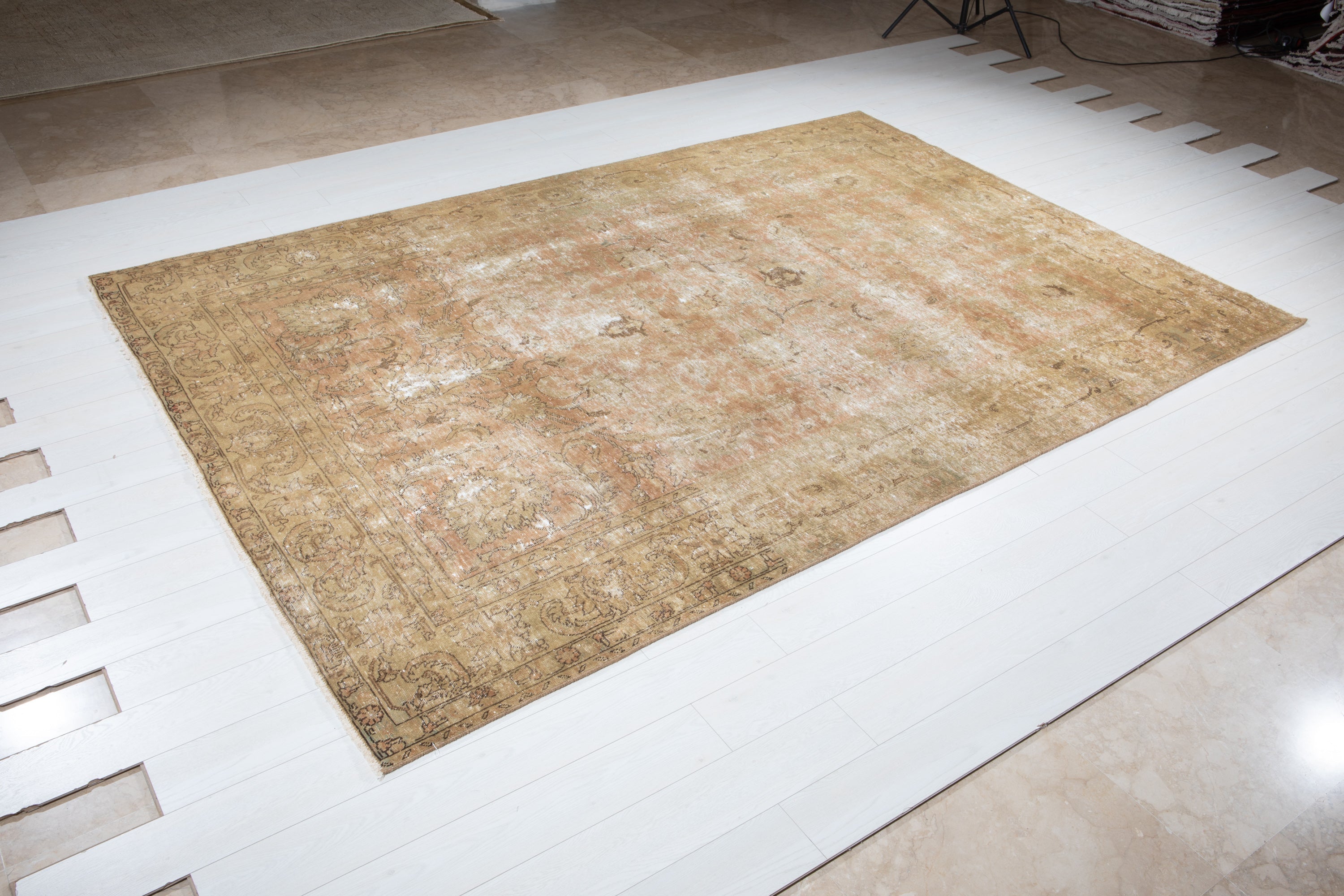 Hand-Knotted Vintage Large Wool Area Rug Faded – 10' 6" x 7' 3" (320 x 222 cm) - Yasi & Fara