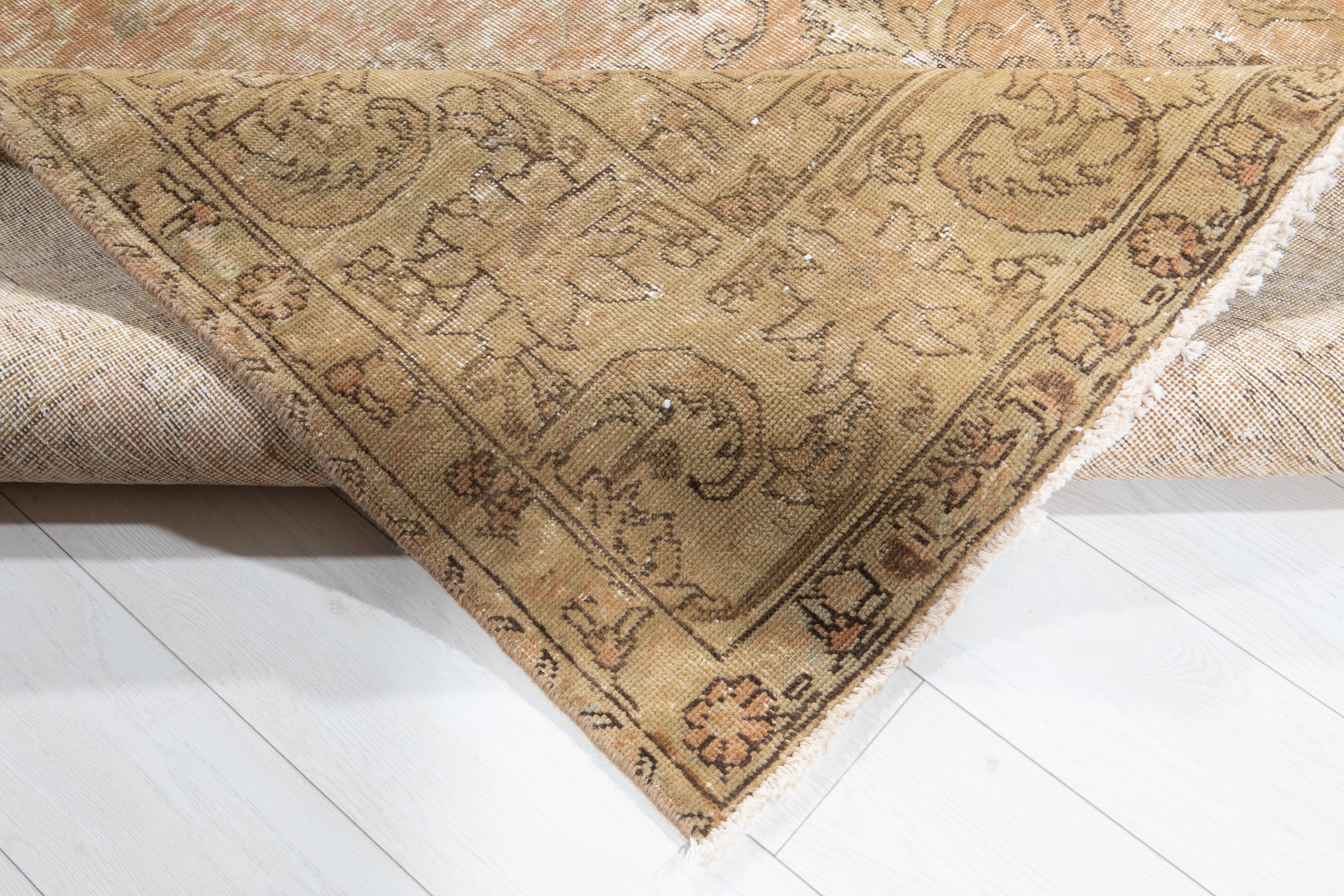 Hand-Knotted Vintage Large Wool Area Rug Faded – 10' 6" x 7' 3" (320 x 222 cm) - Yasi & Fara