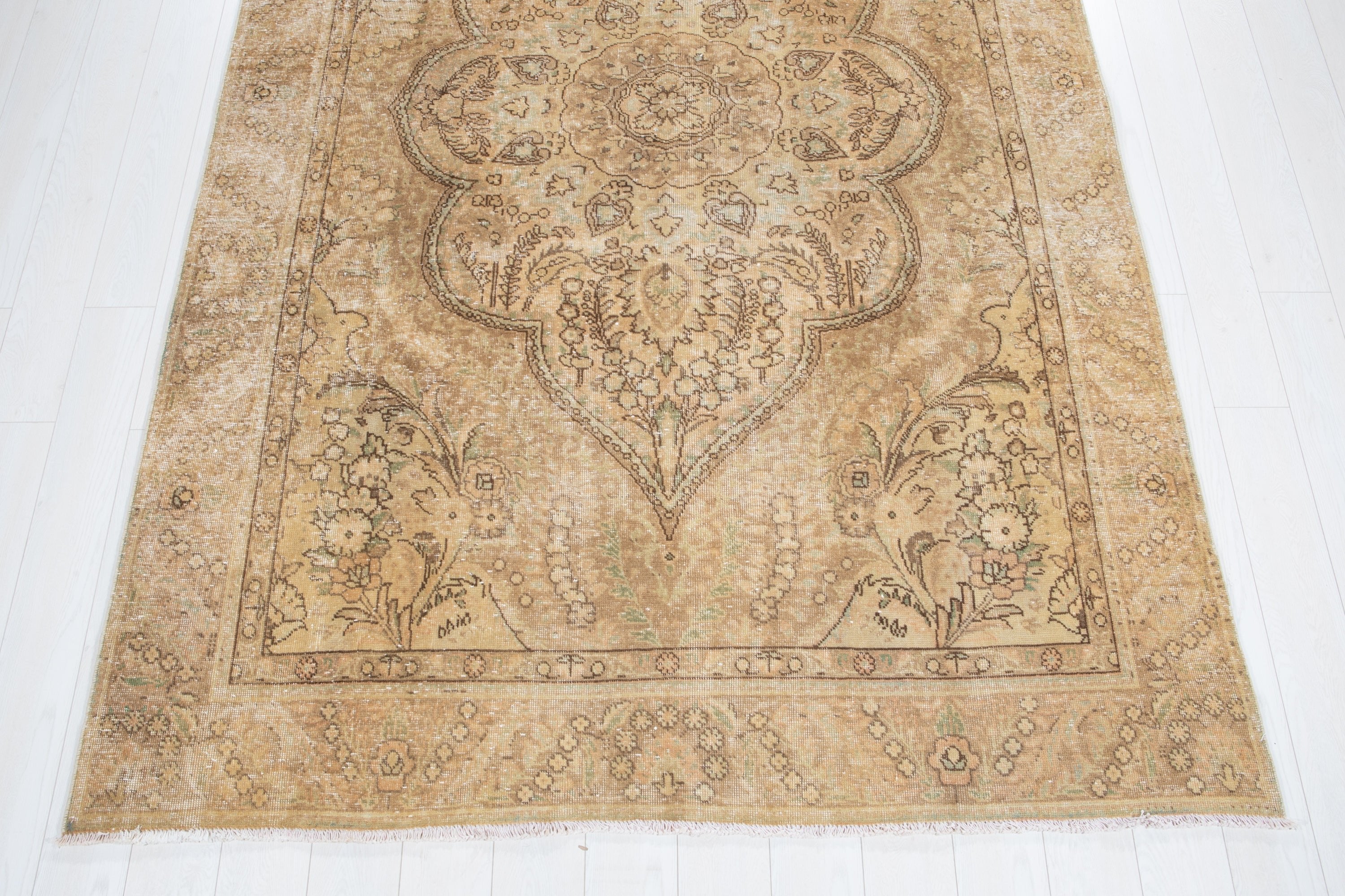 Hand-Knotted Vintage Large Wool Area Rug Faded – 9' 5" x 6' 3" (288 x 192 cm) - Yasi & Fara