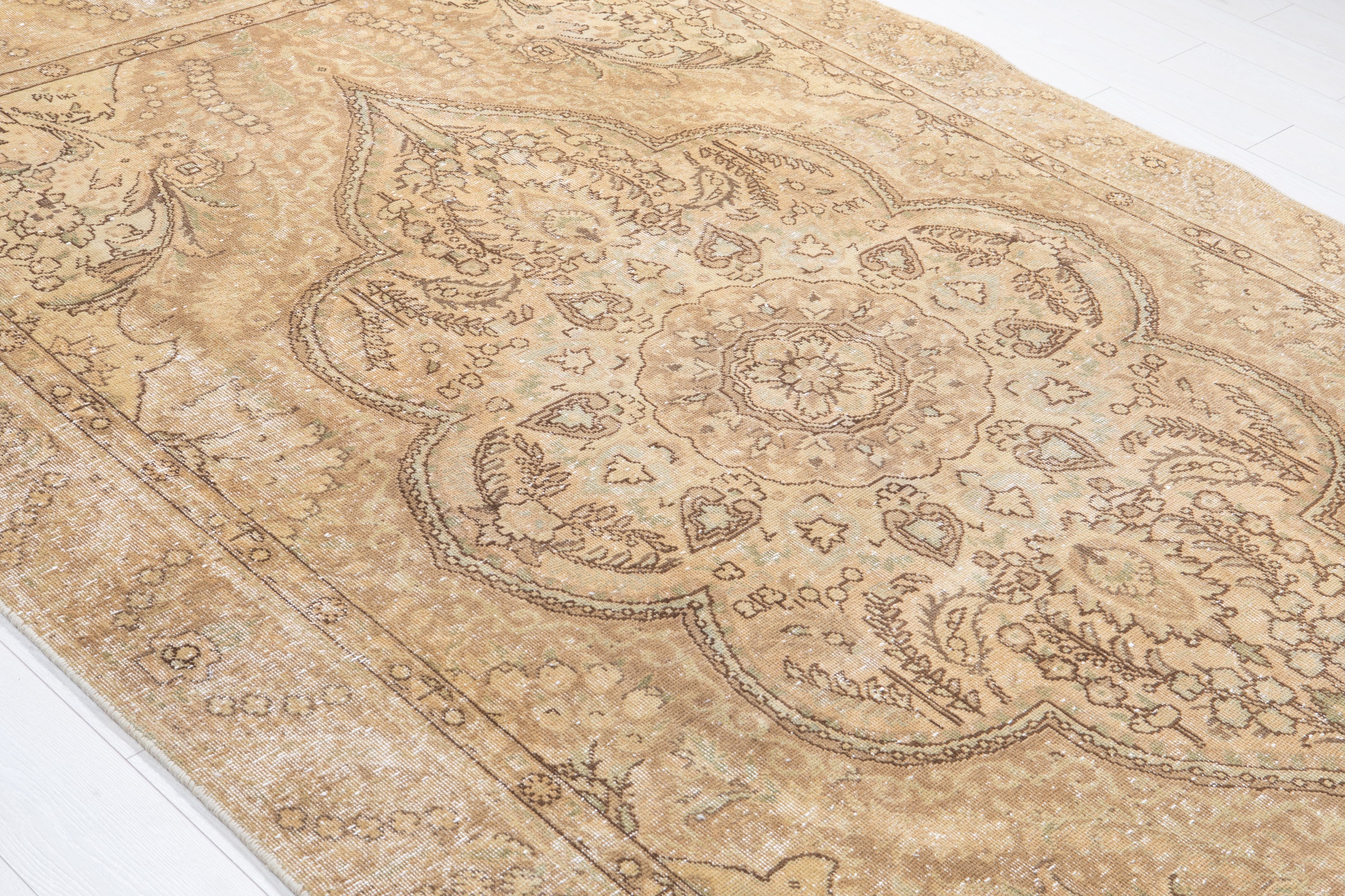 Hand-Knotted Vintage Large Wool Area Rug Faded – 9' 5" x 6' 3" (288 x 192 cm) - Yasi & Fara