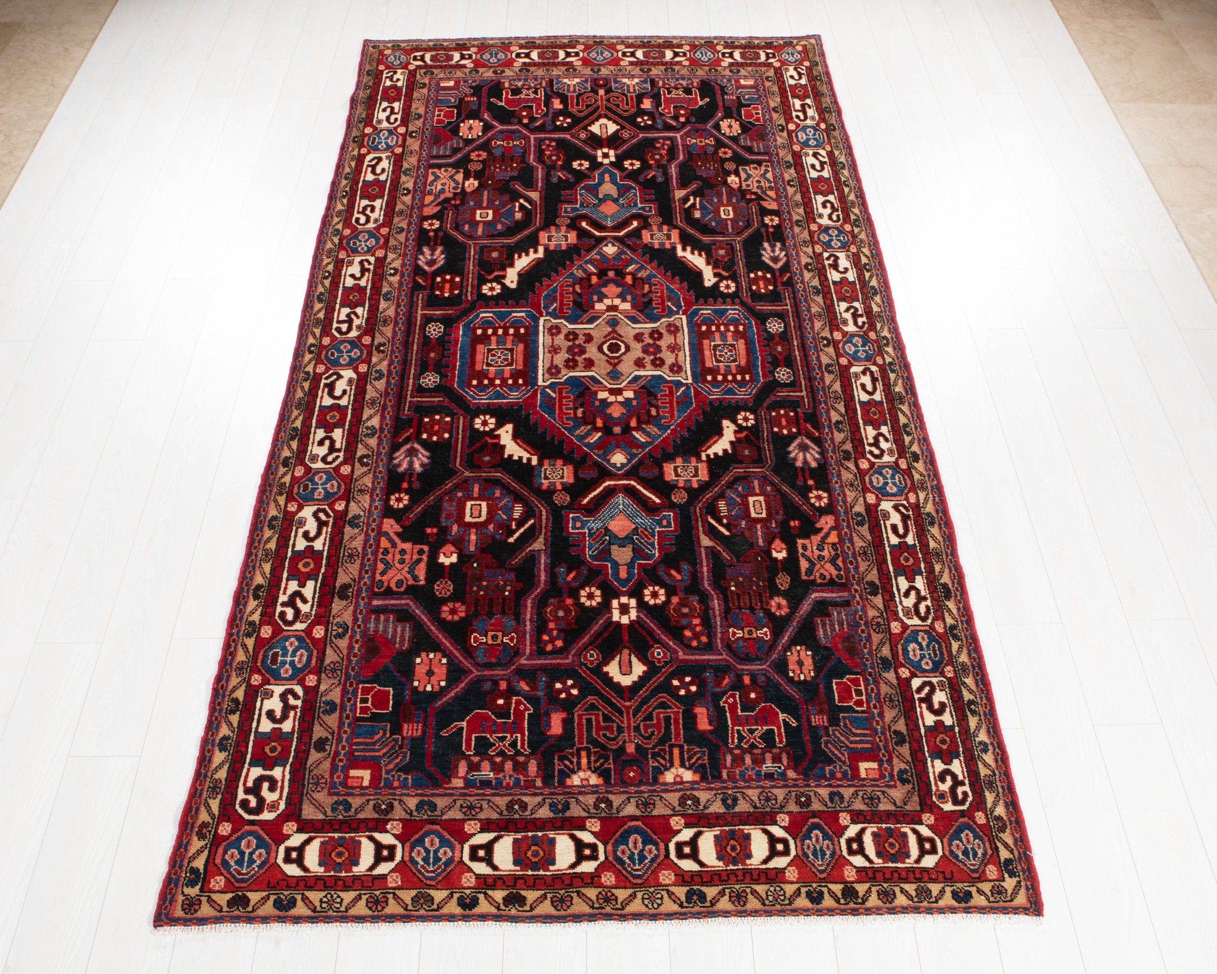 Hand-Knotted Vintage Wool Area Rug – 10' 4" x 5' 2" (316 × 158 cm) - Yasi & Fara