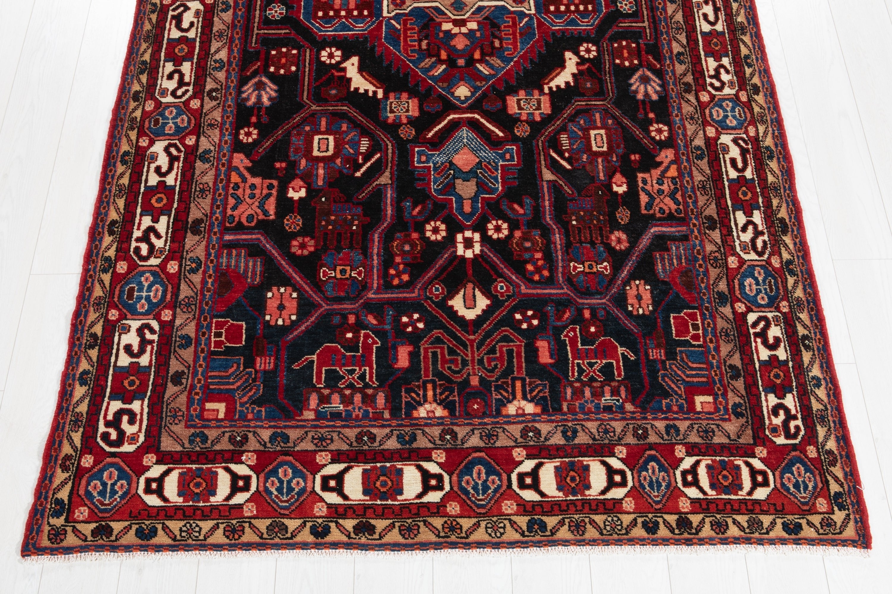 Hand-Knotted Vintage Wool Area Rug – 10' 4" x 5' 2" (316 × 158 cm) - Yasi & Fara