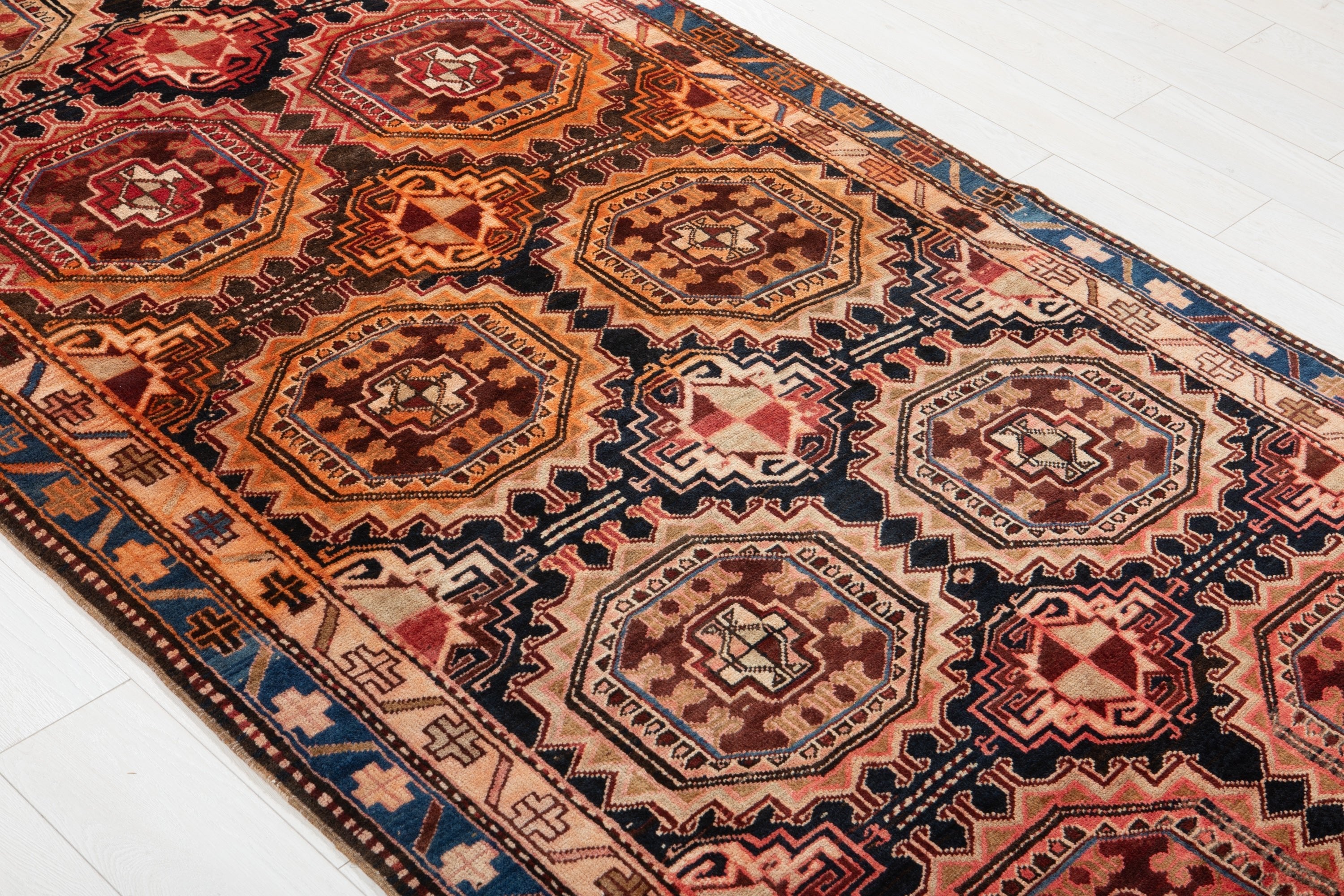 Hand-Knotted Vintage Wool Runner Rug – 14' x 4' 4" (427 x 133 cm) - Yasi & Fara