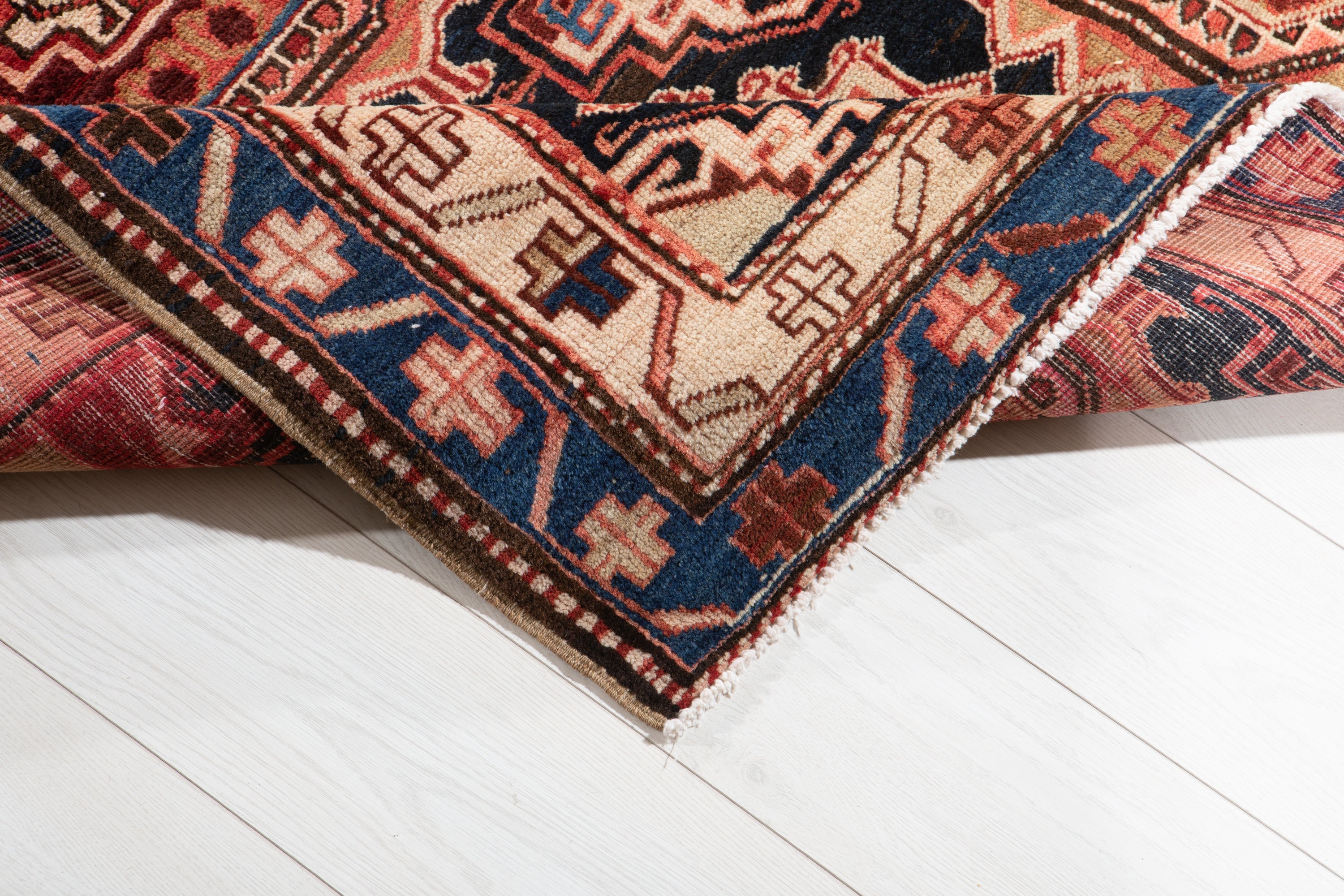 Hand-Knotted Vintage Wool Runner Rug – 14' x 4' 4" (427 x 133 cm) - Yasi & Fara