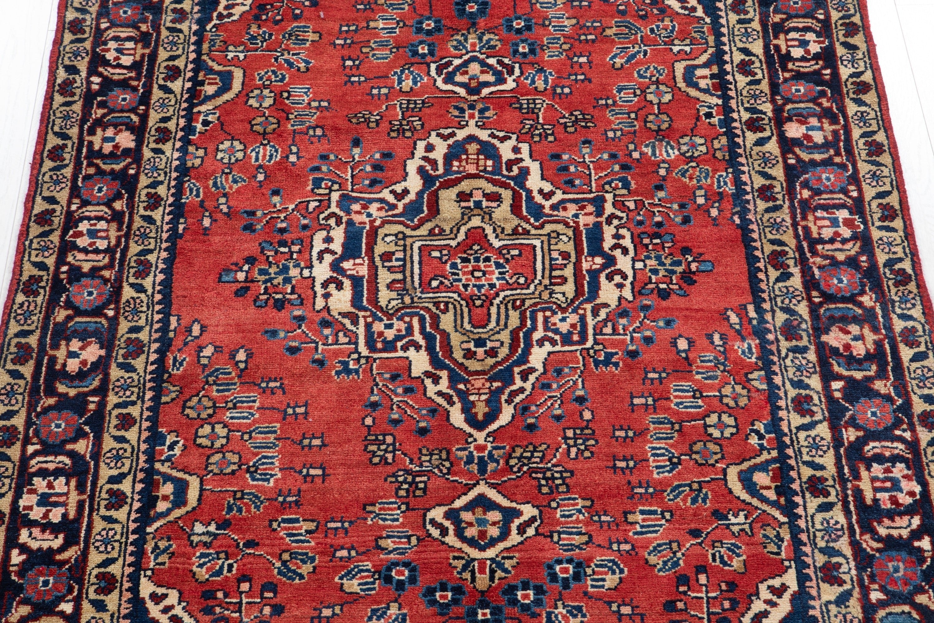 Hand-Knotted Vintage Wool Area Rug – 7' 1" x 4' 6" (217 x 138 cm) - Yasi & Fara