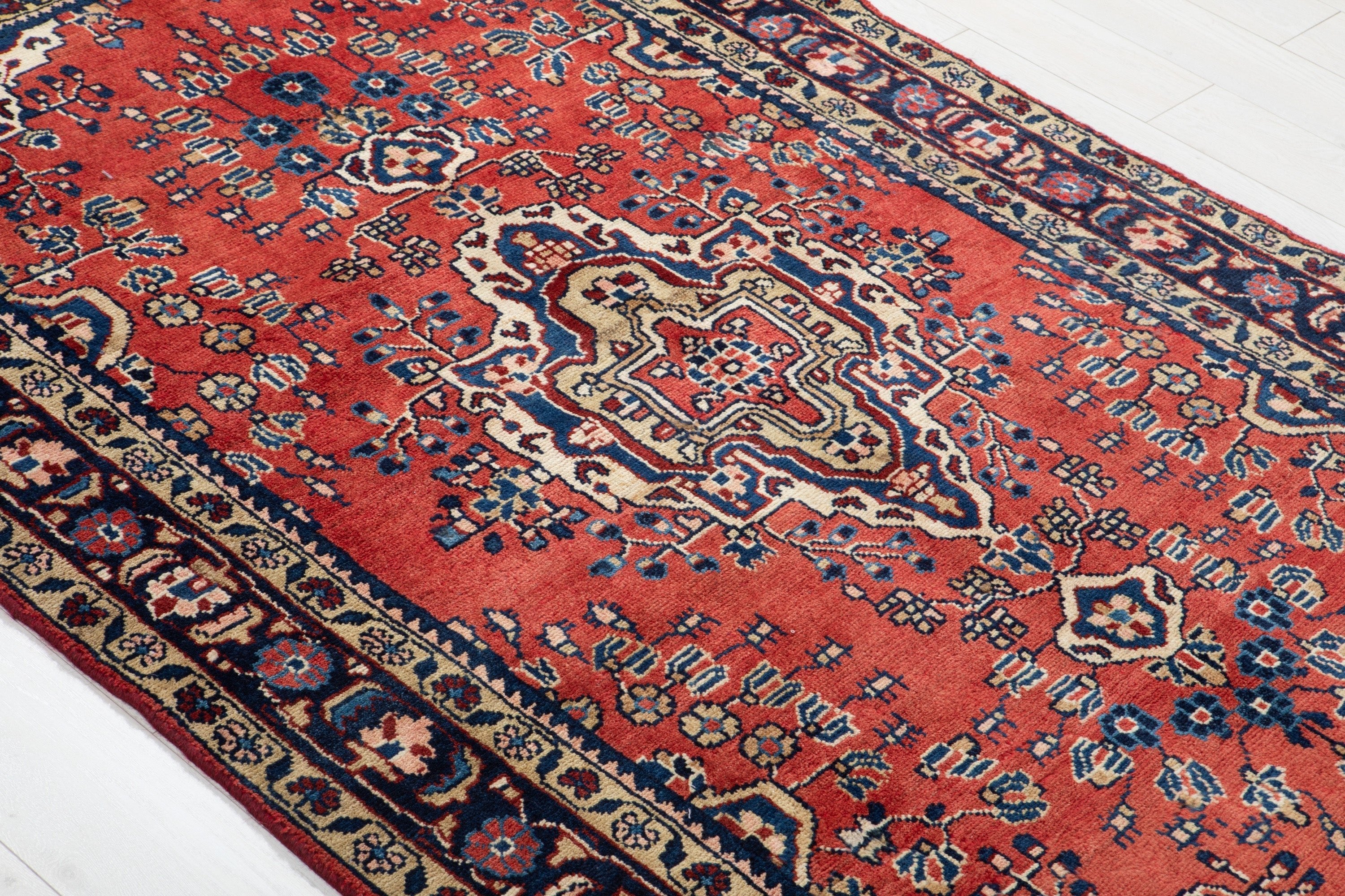 Hand-Knotted Vintage Wool Area Rug – 7' 1" x 4' 6" (217 x 138 cm) - Yasi & Fara