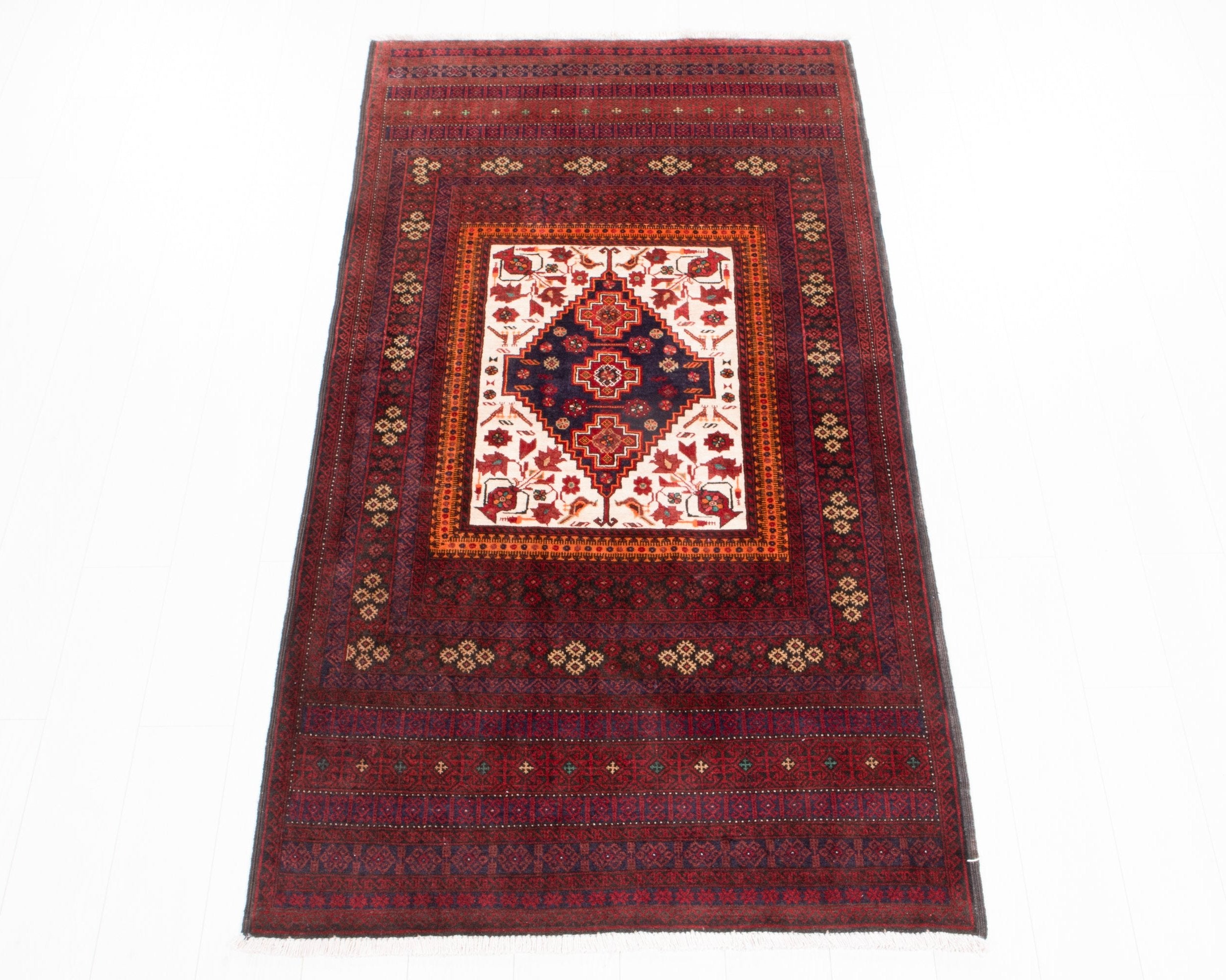 Hand-Knotted Vintage Wool Area Rug – 6' 7" x 3' 4" (201 x 103 cm) - Yasi & Fara
