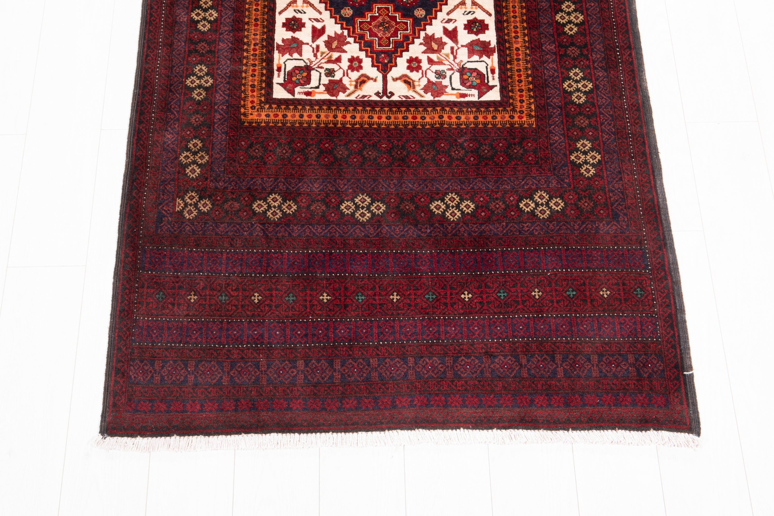 Hand-Knotted Vintage Wool Area Rug – 6' 7" x 3' 4" (201 x 103 cm) - Yasi & Fara