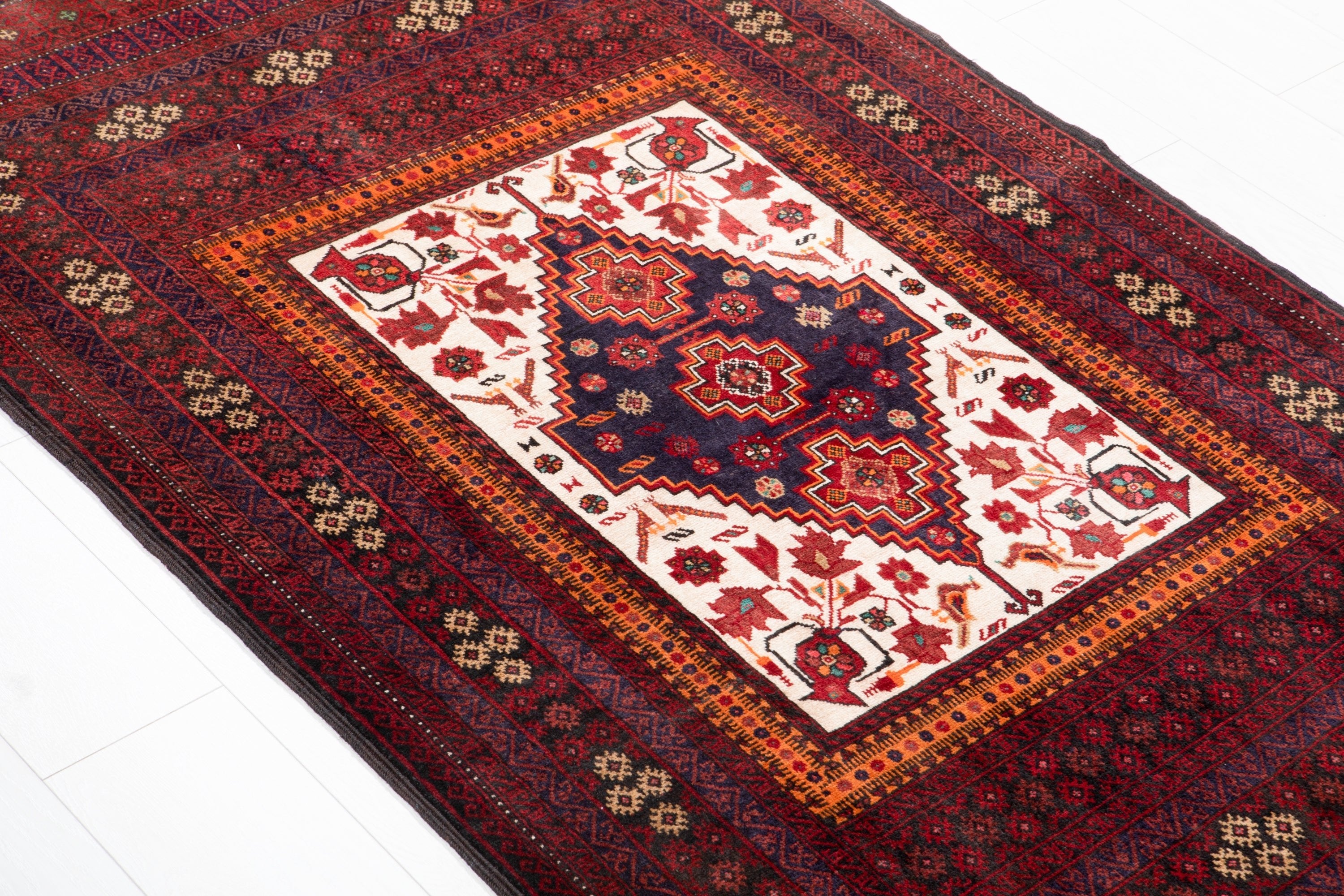 Hand-Knotted Vintage Wool Area Rug – 6' 7" x 3' 4" (201 x 103 cm) - Yasi & Fara