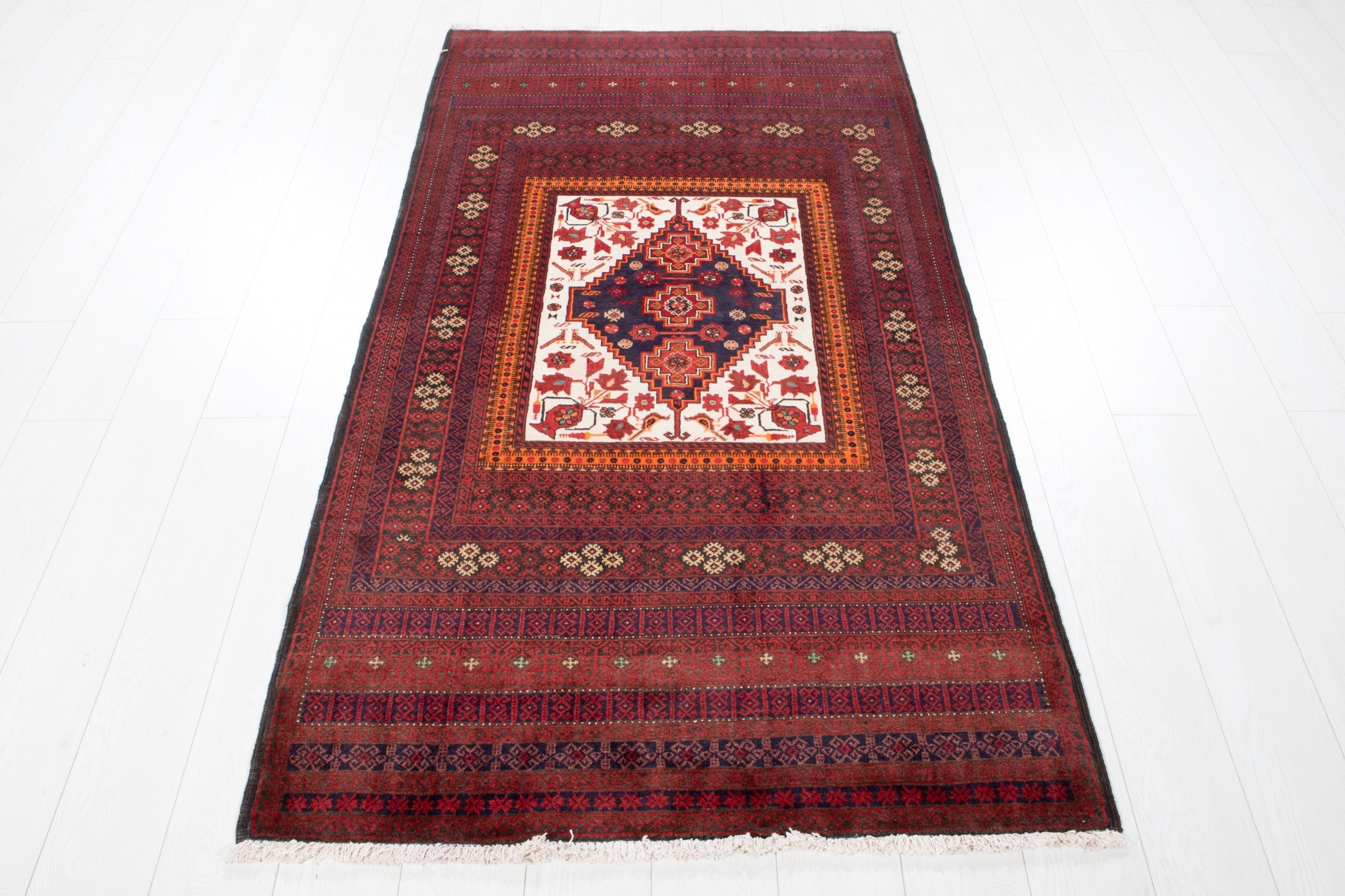 Hand-Knotted Vintage Wool Area Rug – 6' 7" x 3' 4" (201 x 103 cm) - Yasi & Fara