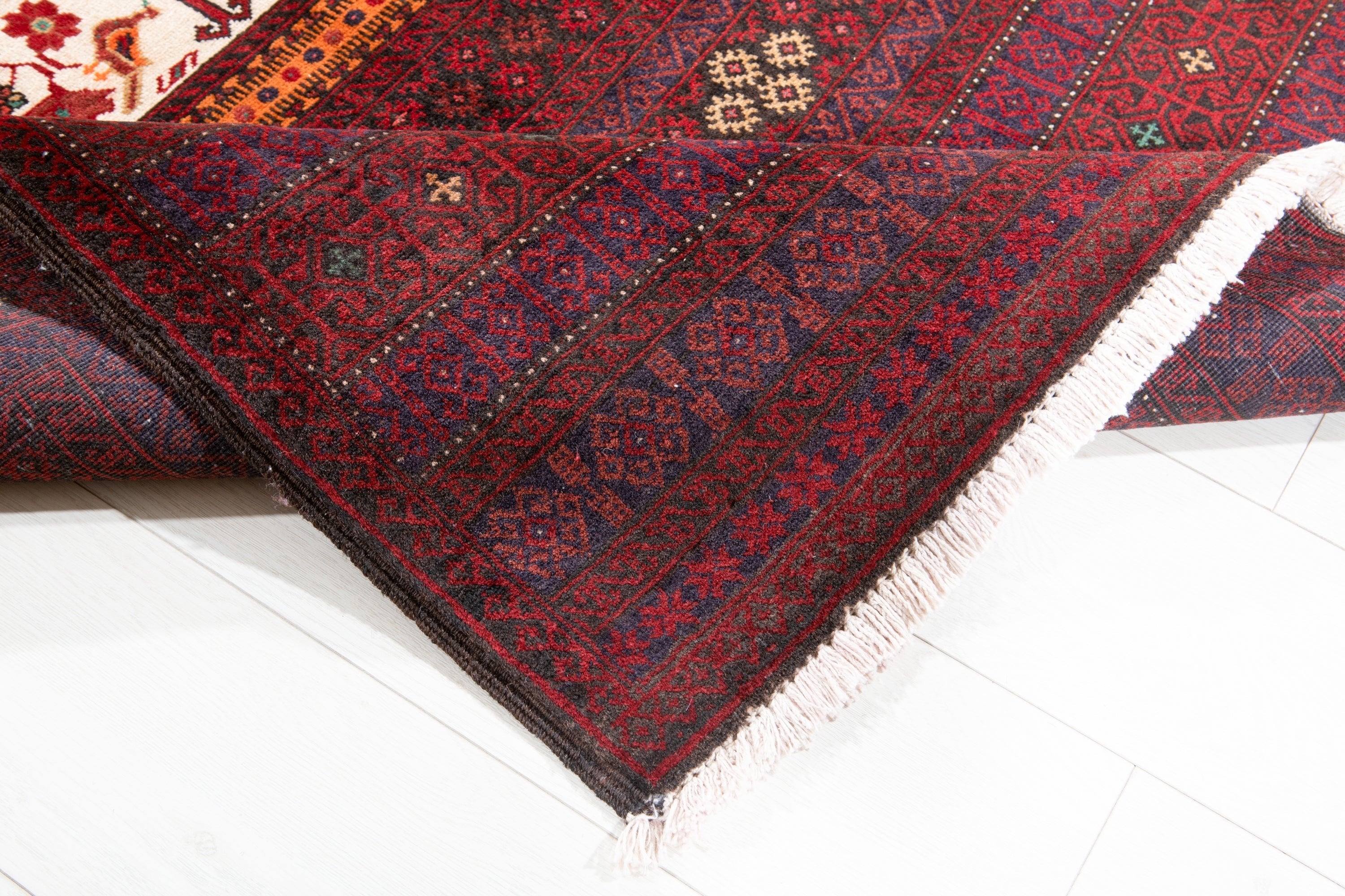 Hand-Knotted Vintage Wool Area Rug – 6' 7" x 3' 4" (201 x 103 cm) - Yasi & Fara