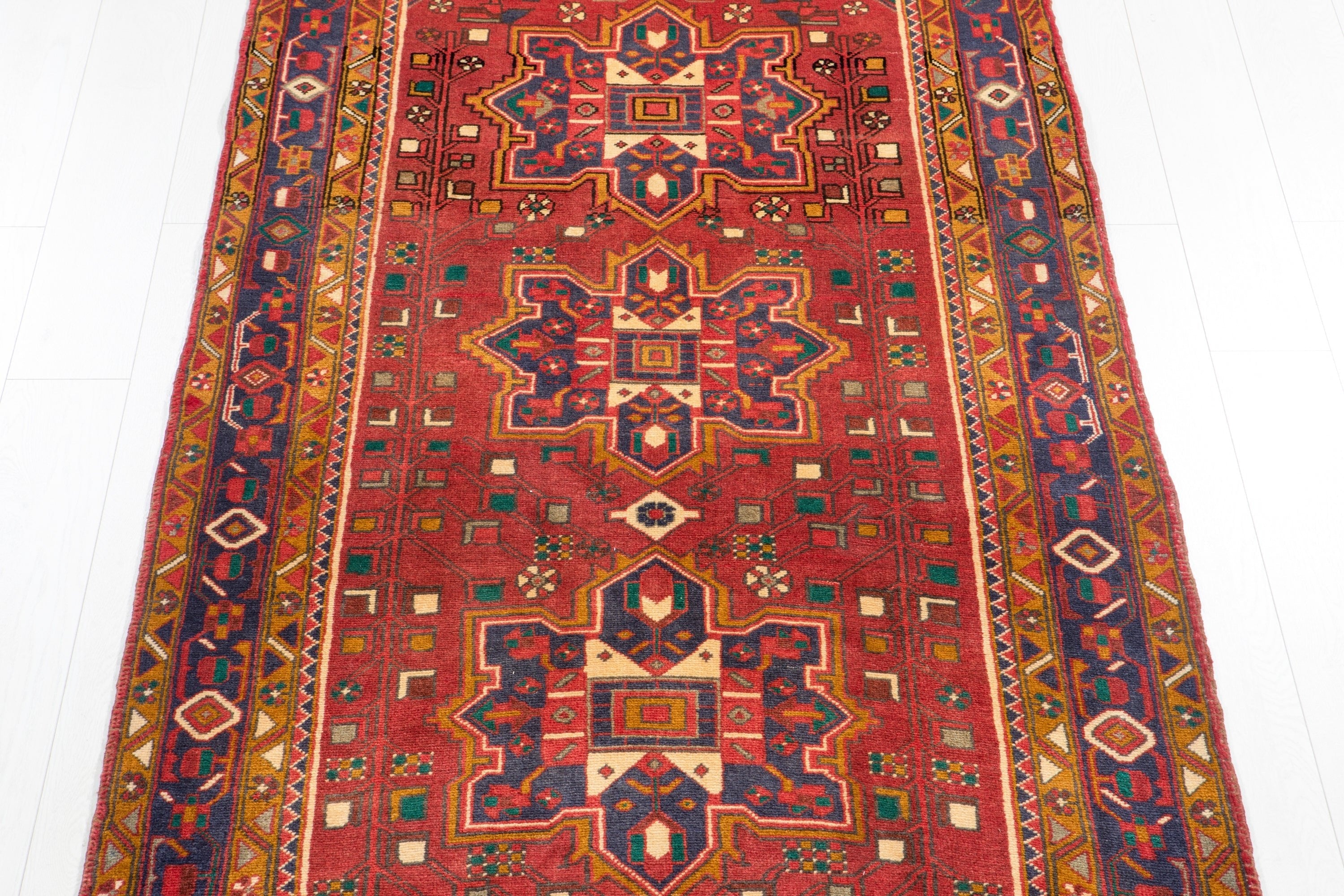 Hand-Knotted Vintage Wool Runner Rug – 10' 5" x 3' 10" (318 x 117 cm) - Yasi & Fara