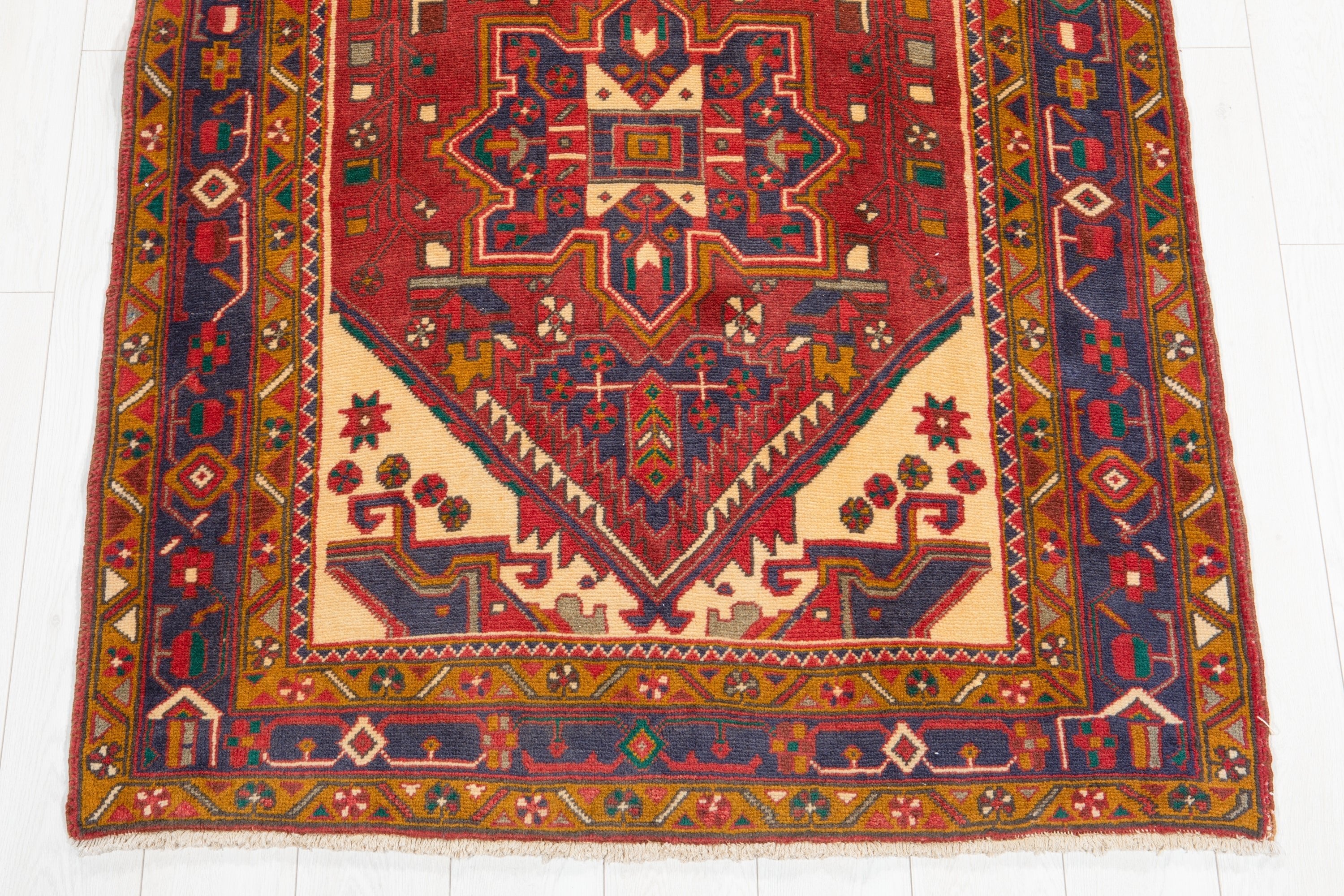 Hand-Knotted Vintage Wool Runner Rug – 10' 5" x 3' 10" (318 x 117 cm) - Yasi & Fara