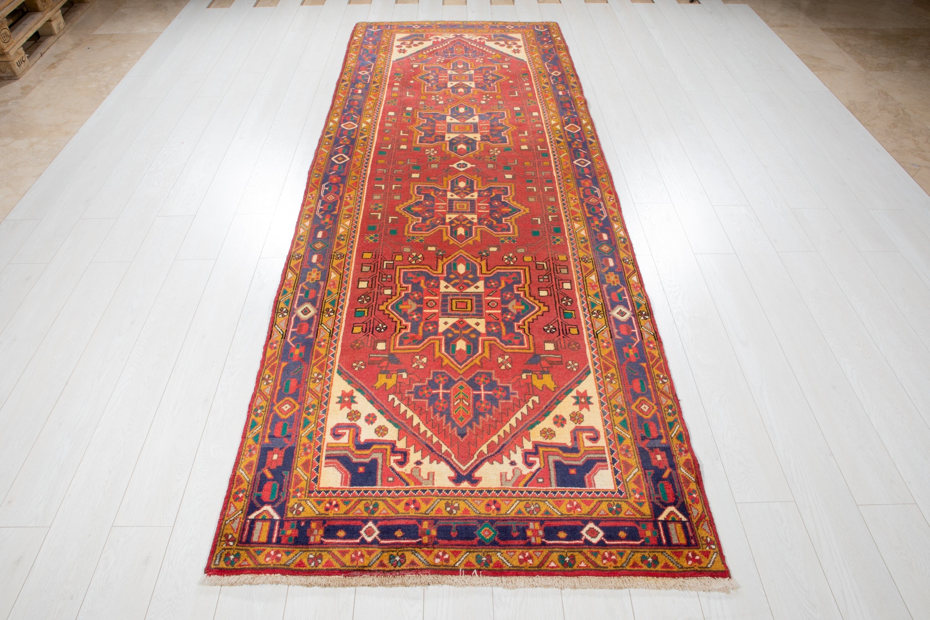 Hand-Knotted Vintage Wool Runner Rug – 10' 5" x 3' 10" (318 x 117 cm) - Yasi & Fara