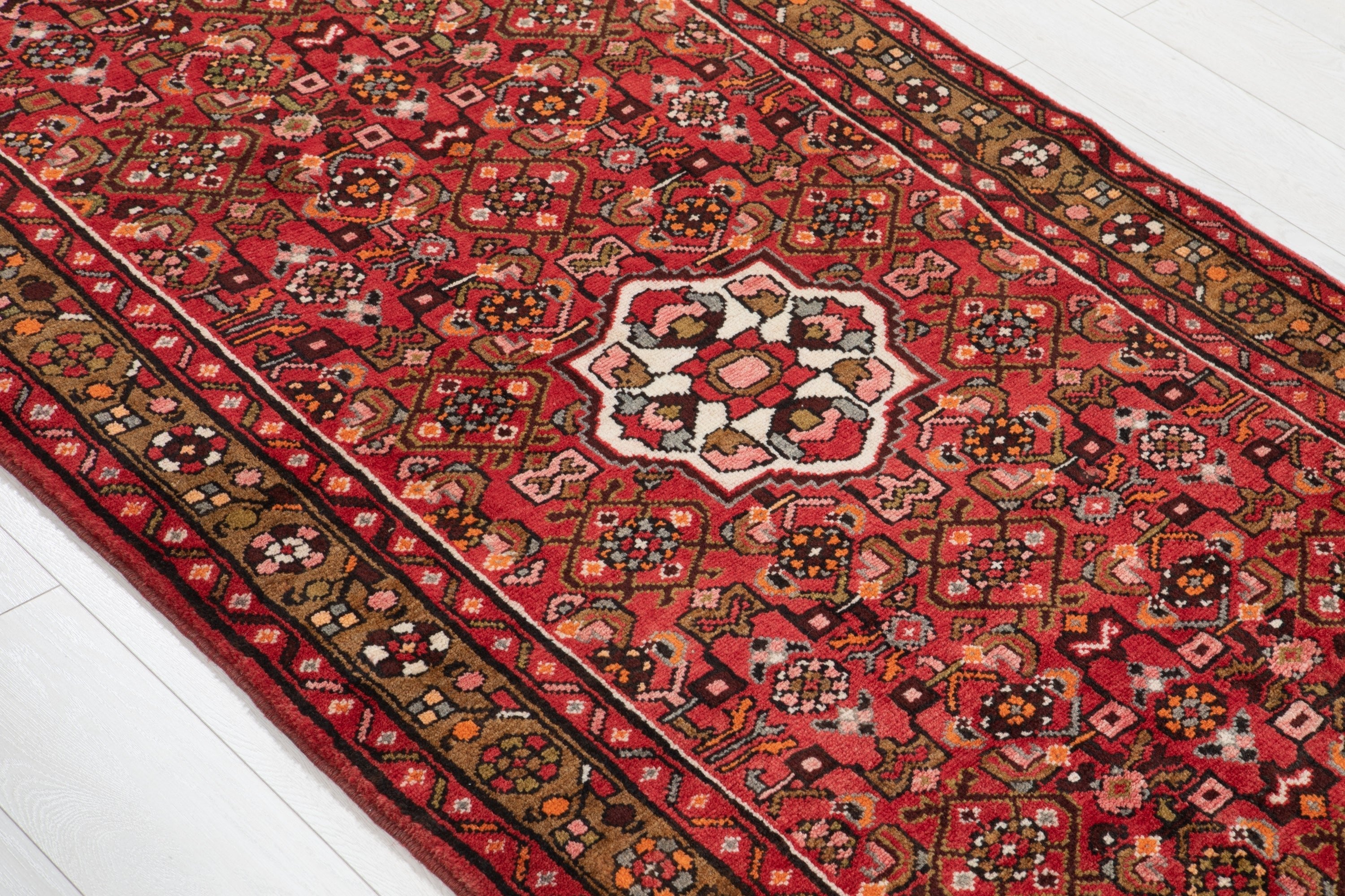 Hand-Knotted Vintage Wool Area Rug – 10' 7" x 3' 7" (323 x 109 cm) - Yasi & Fara