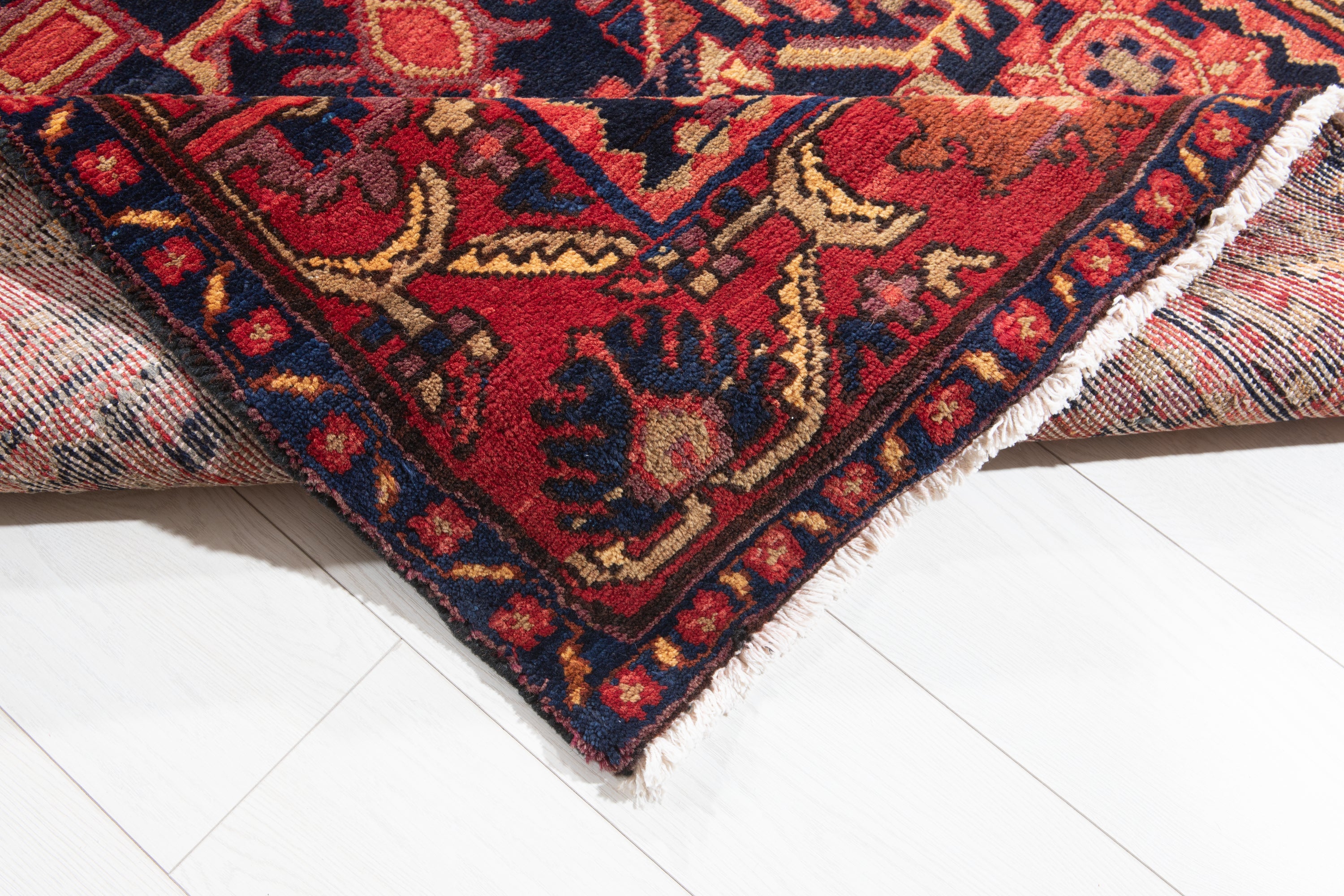 Hand-Knotted Vintage Wool Runner Rug – 13' 5" x 3' 9" (410cm x 114cm) - Yasi & Fara