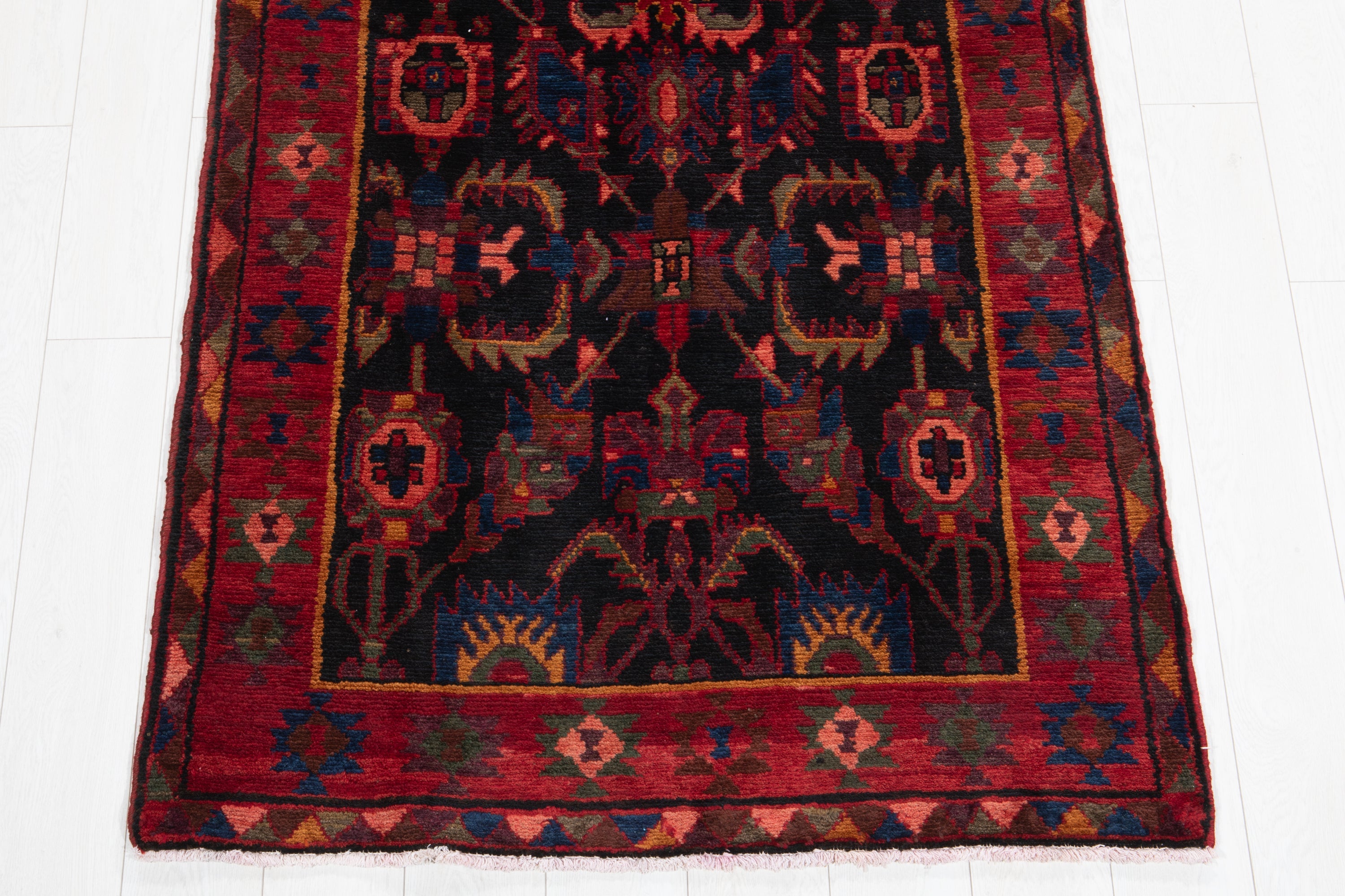 Hand-Knotted Vintage Wool Runner Rug – 13' 10" x 3' 5" (421 x 104 cm) - Yasi & Fara