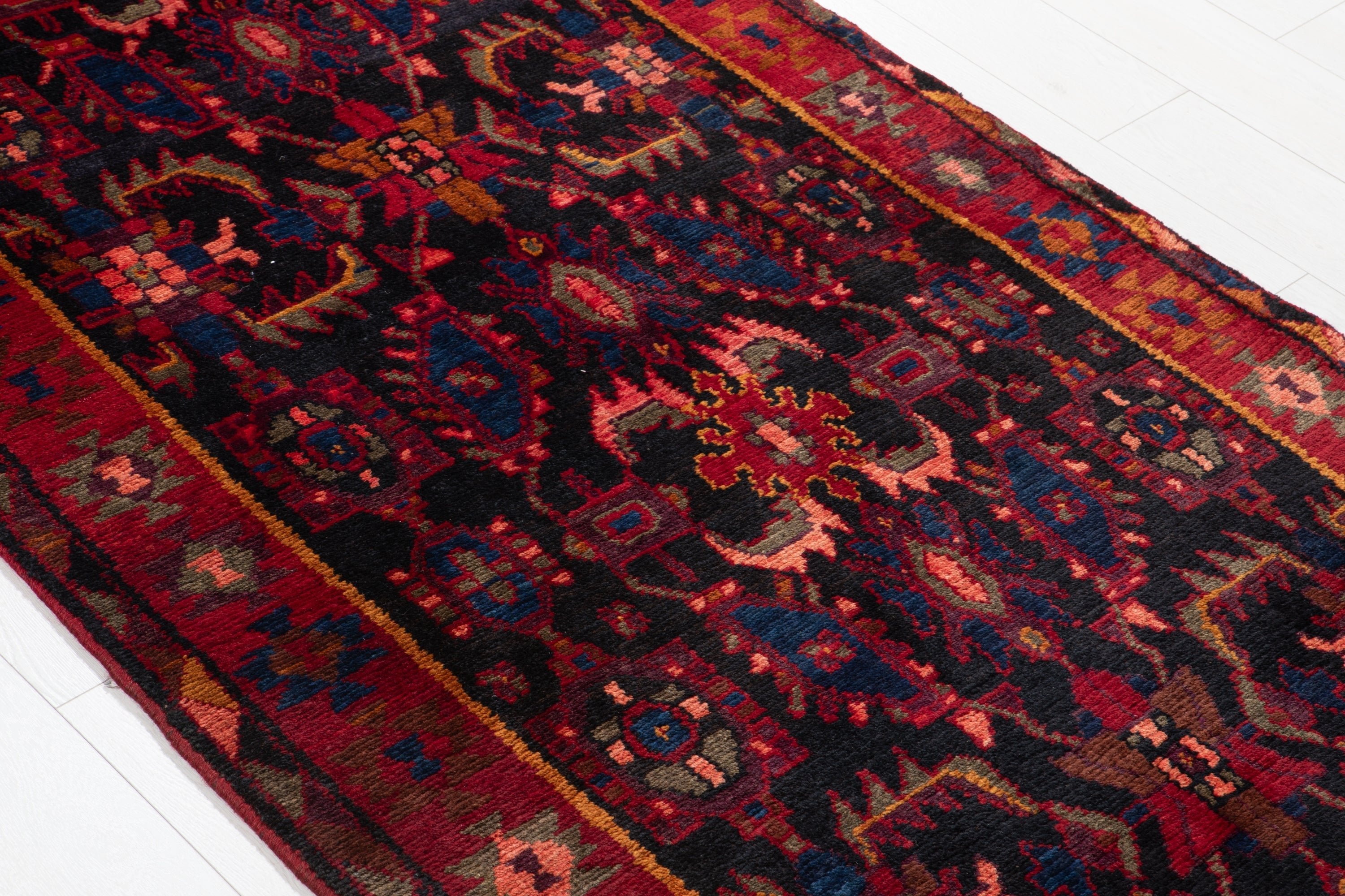 Hand-Knotted Vintage Wool Runner Rug – 13' 10" x 3' 5" (421 x 104 cm) - Yasi & Fara