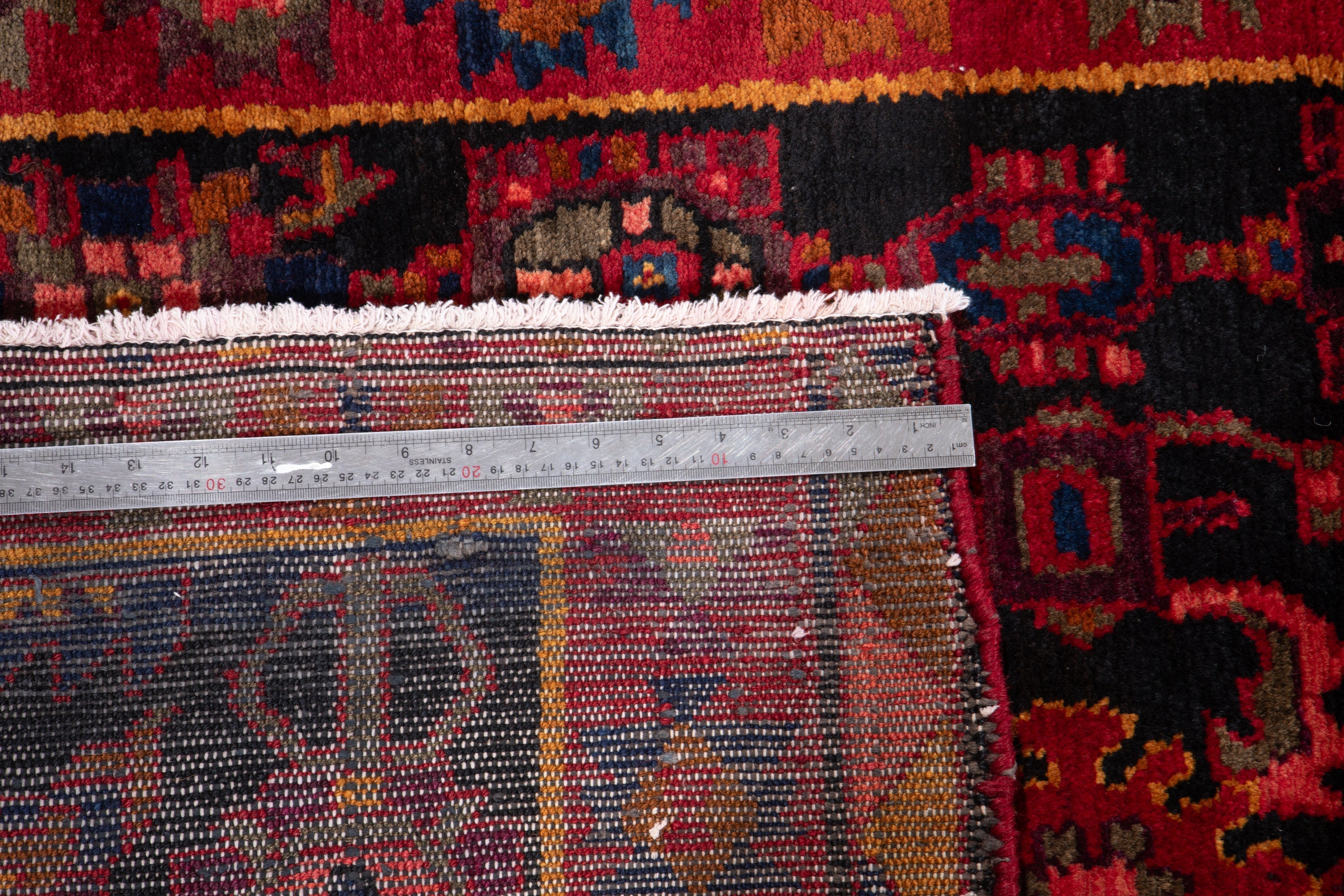 Hand-Knotted Vintage Wool Runner Rug – 13' 10" x 3' 5" (421 x 104 cm) - Yasi & Fara