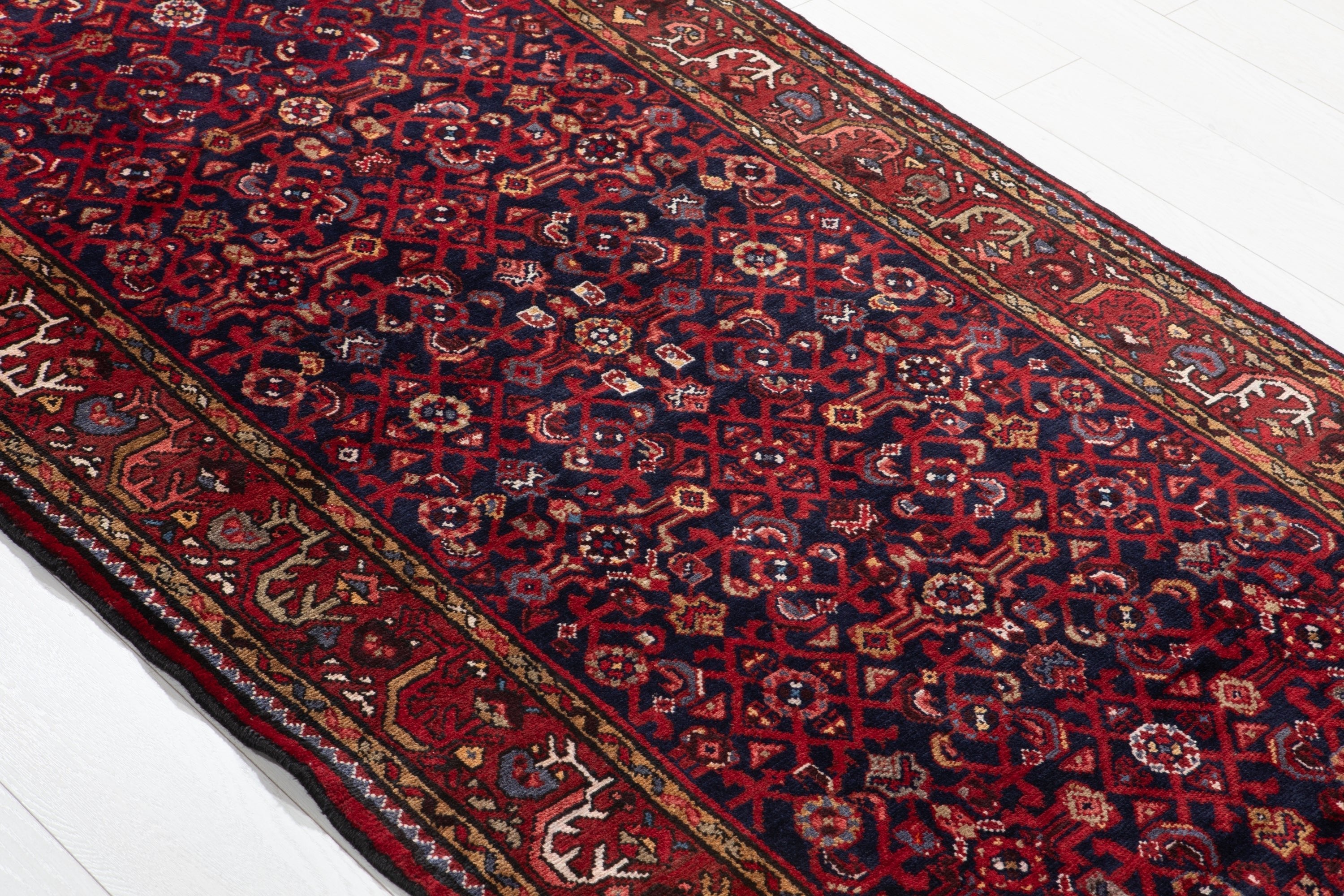 Hand-Knotted Vintage Wool Runner Rug – 10' 1" x 3' 7" (308 x 110 cm) - Yasi & Fara