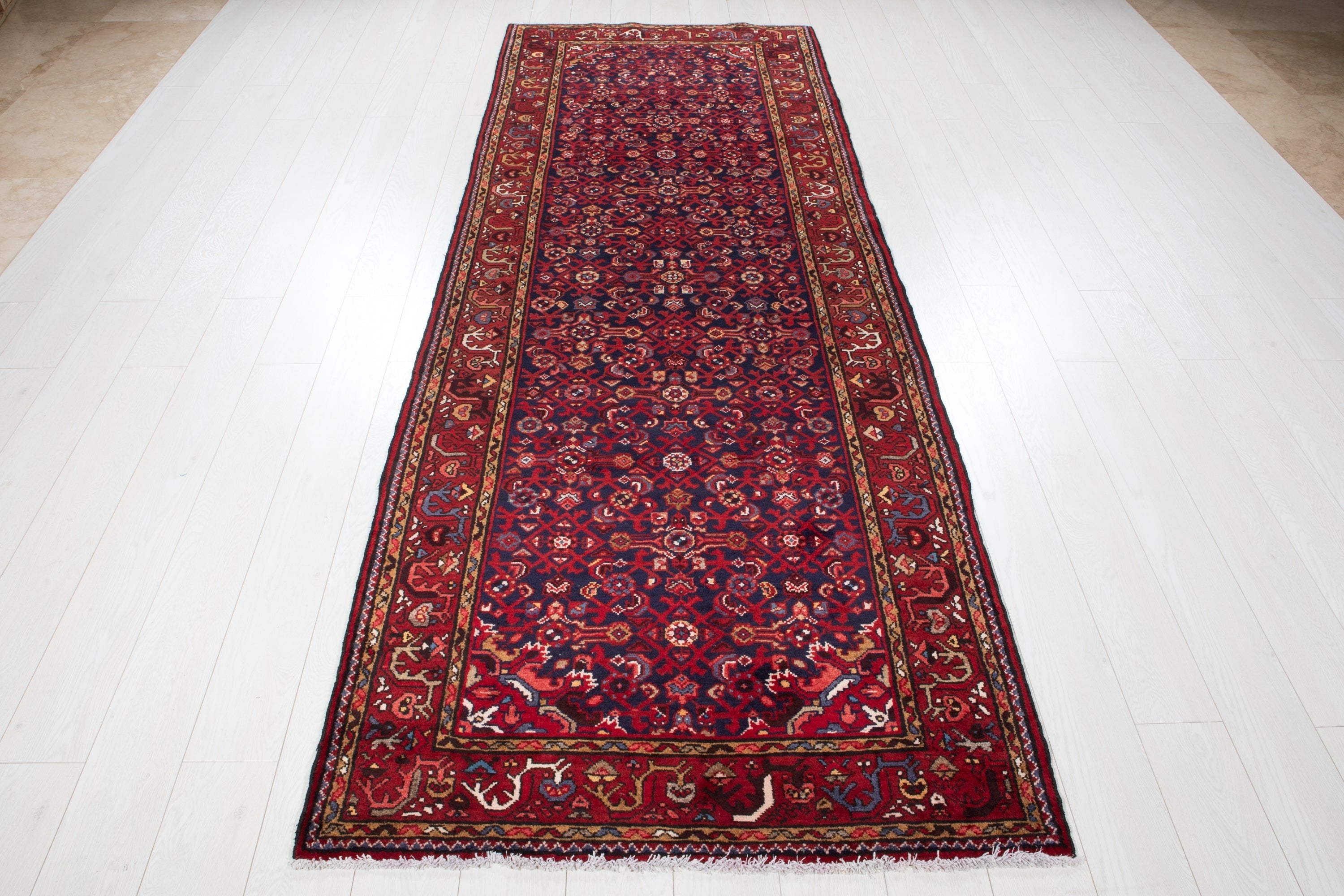 Hand-Knotted Vintage Wool Runner Rug – 10' 1" x 3' 7" (308 x 110 cm) - Yasi & Fara