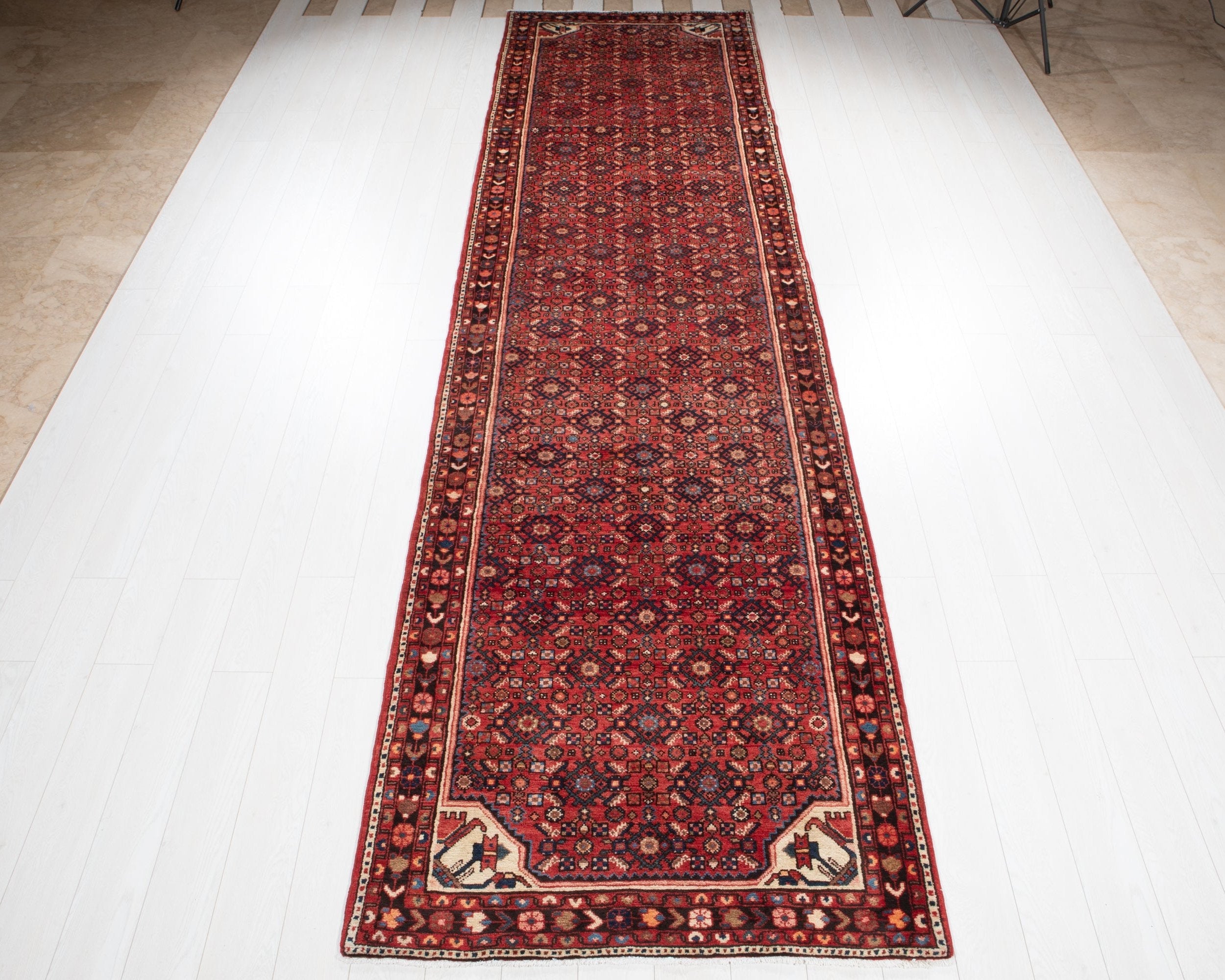 Hand-Knotted Vintage Wool Runner Rug – 14' 2" x 3' 10" (431 x 118 cm) - Yasi & Fara