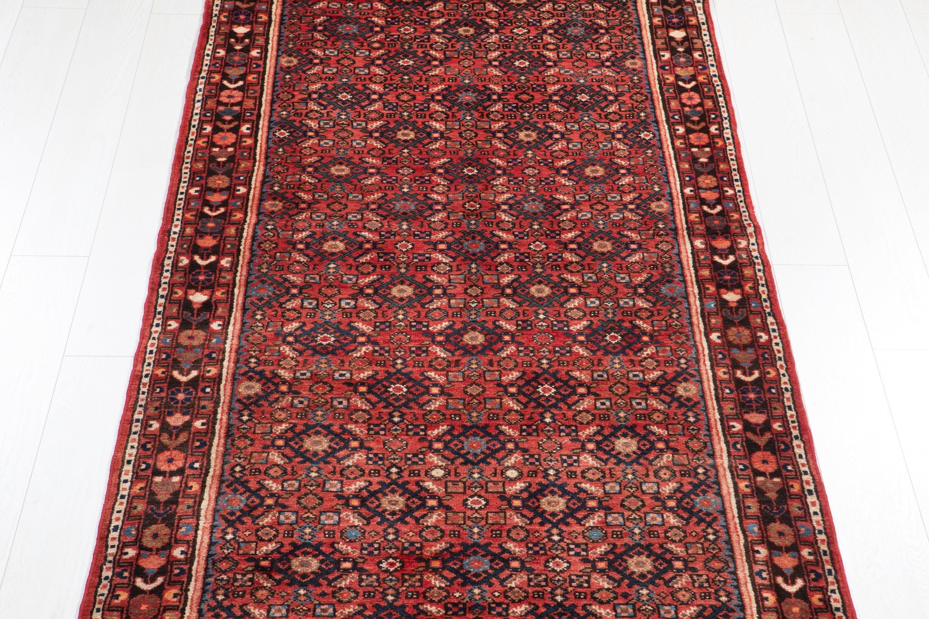 Hand-Knotted Vintage Wool Runner Rug – 14' 2" x 3' 10" (431 x 118 cm) - Yasi & Fara