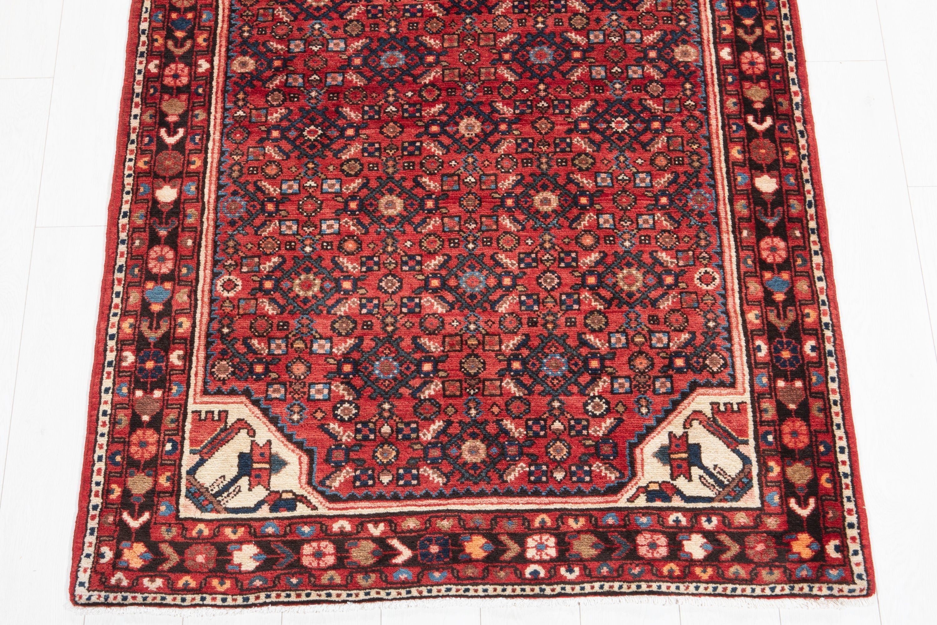 Hand-Knotted Vintage Wool Runner Rug – 14' 2" x 3' 10" (431 x 118 cm) - Yasi & Fara