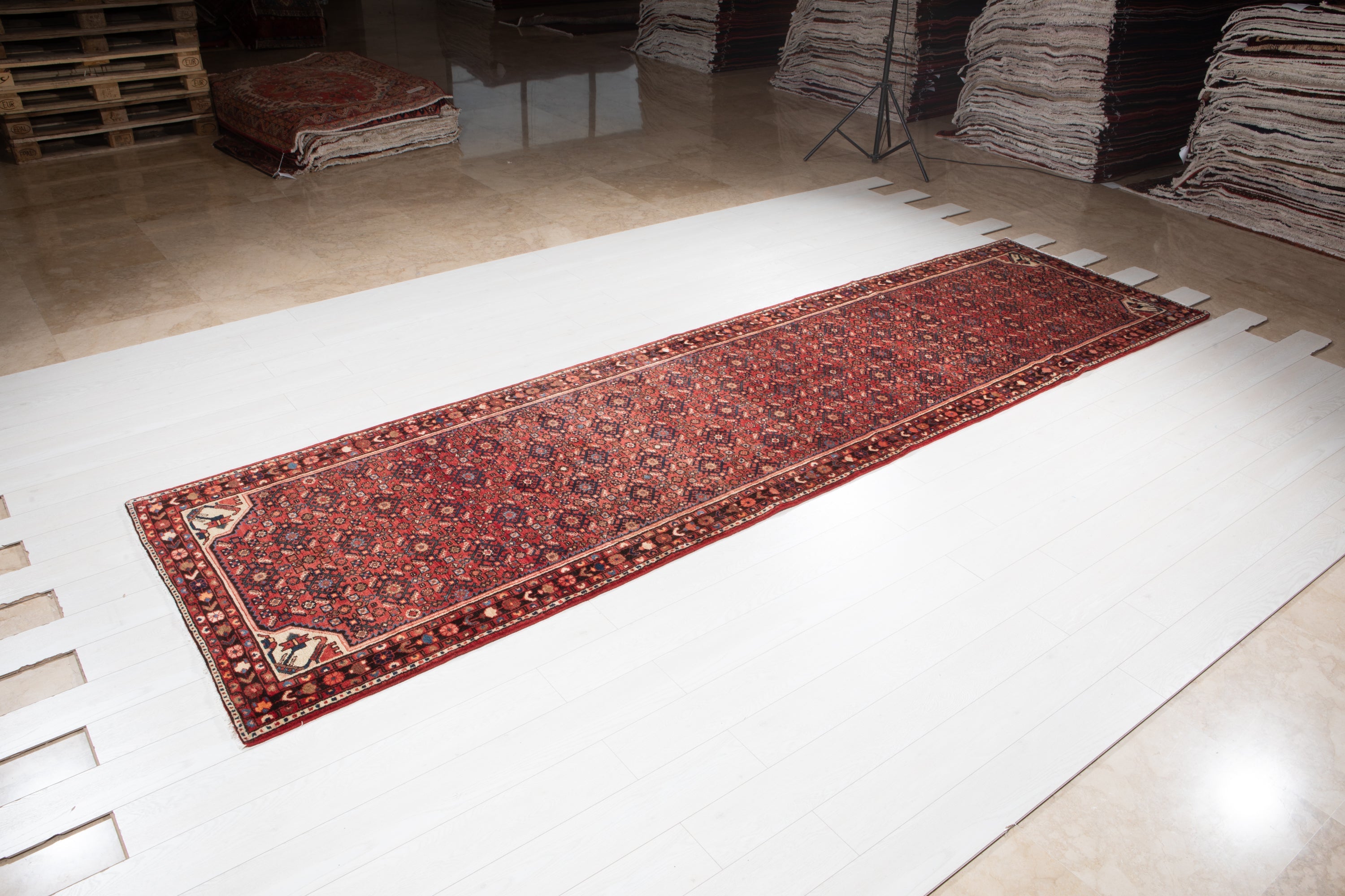 Hand-Knotted Vintage Wool Runner Rug – 14' 2" x 3' 10" (431 x 118 cm) - Yasi & Fara
