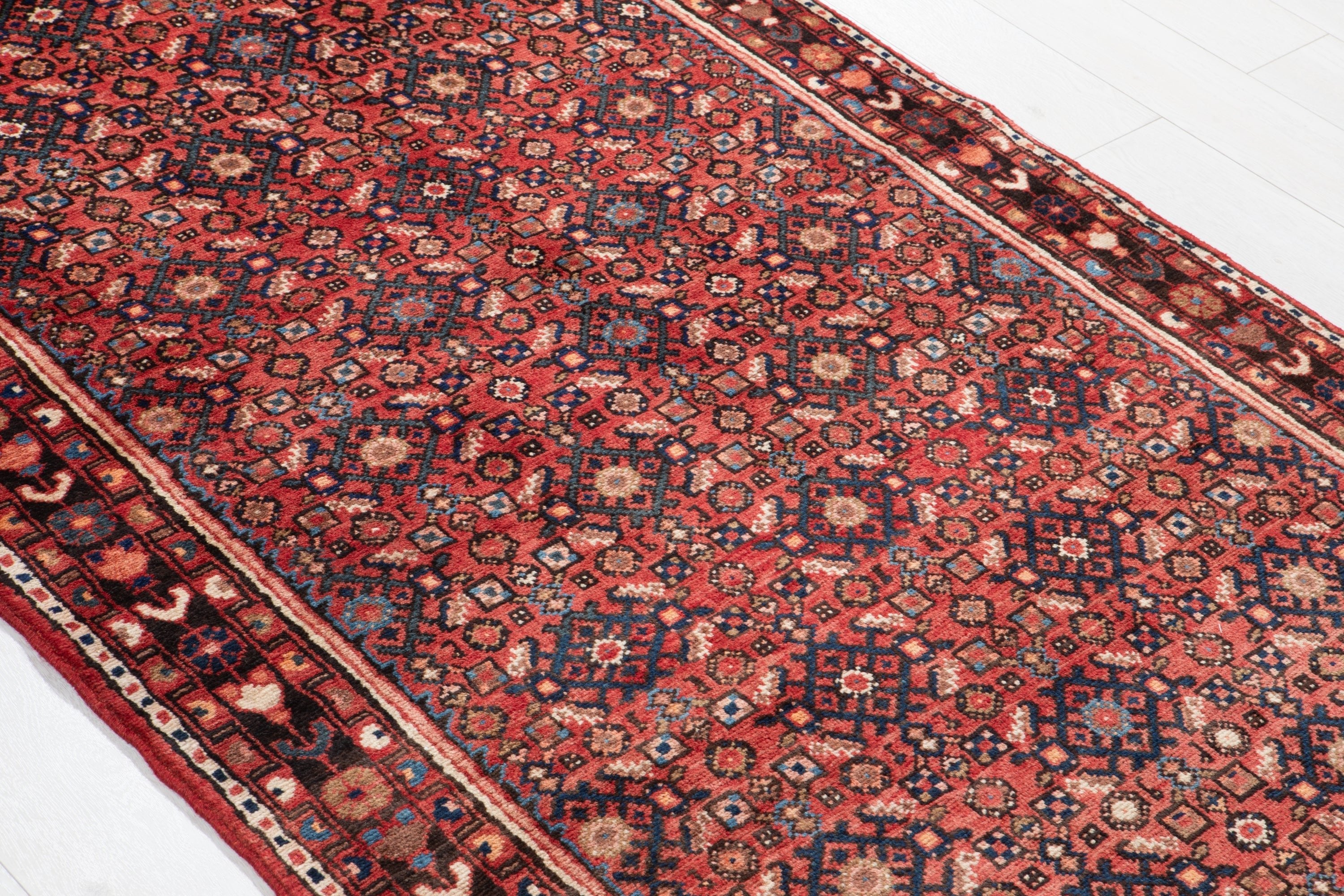 Hand-Knotted Vintage Wool Runner Rug – 14' 2" x 3' 10" (431 x 118 cm) - Yasi & Fara