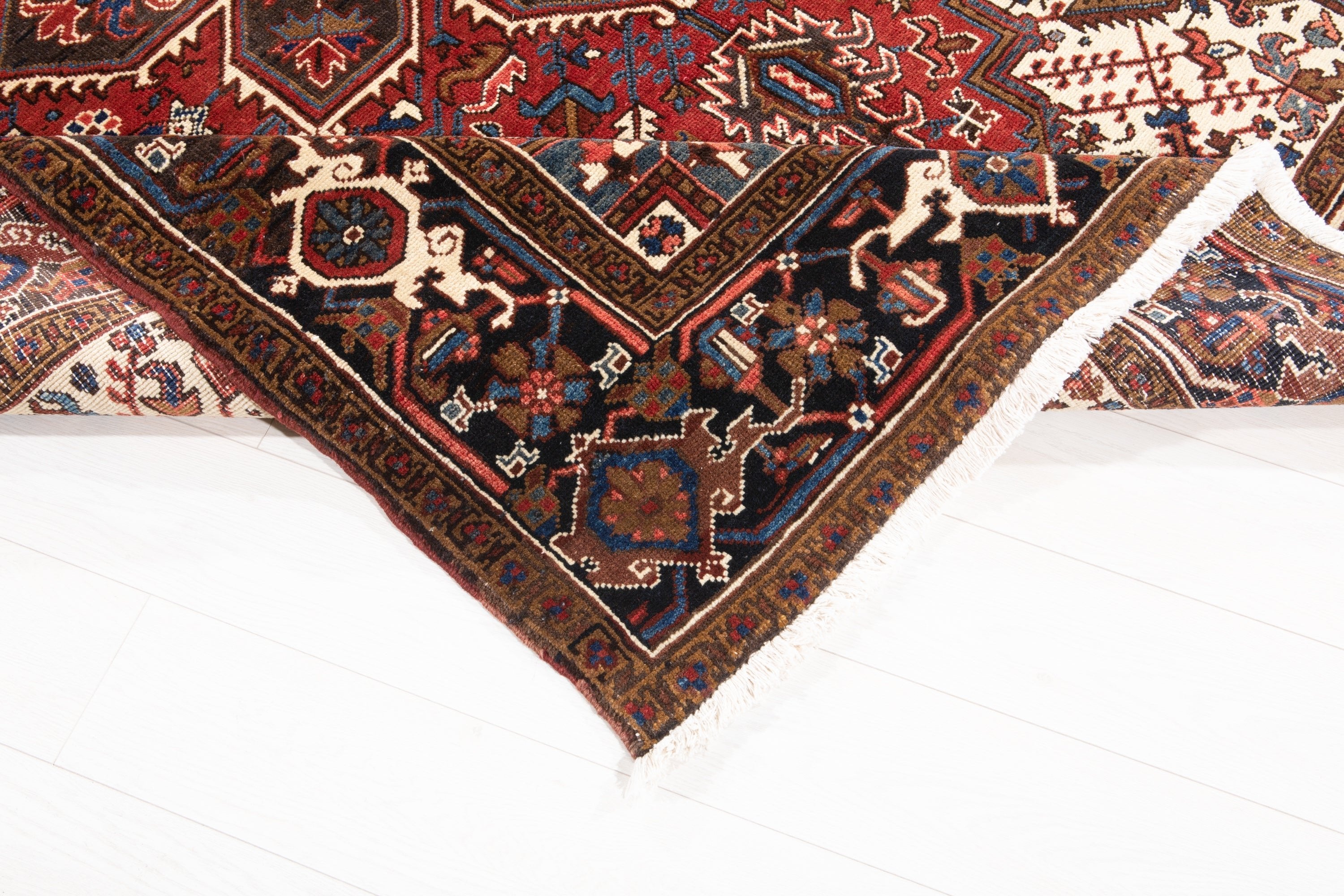 Hand-Knotted Vintage Wool Large Area Rug – 9' x 6' 9" (273 x 207 cm) - Yasi & Fara