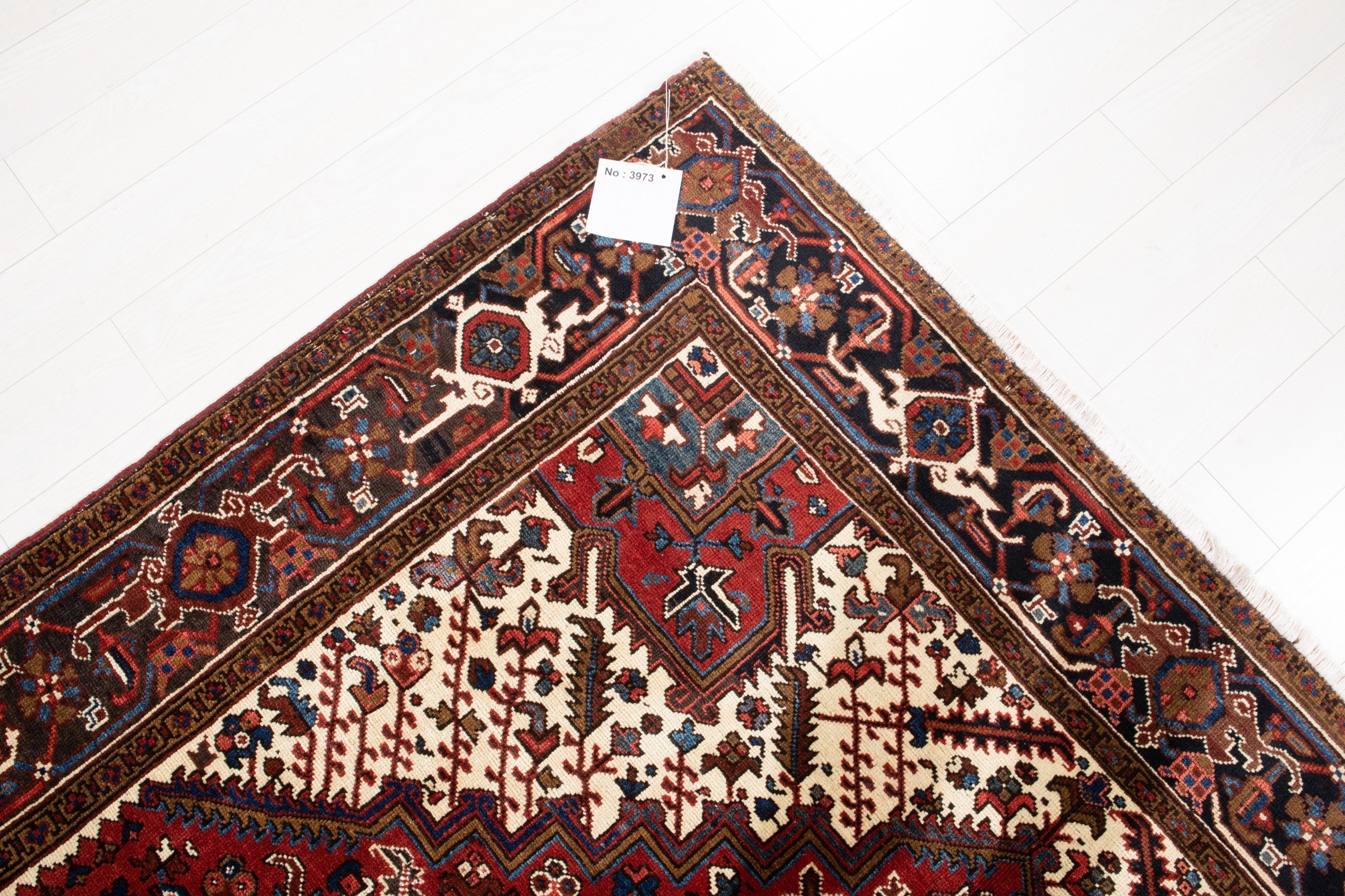 Hand-Knotted Vintage Wool Large Area Rug – 9' x 6' 9" (273 x 207 cm) - Yasi & Fara
