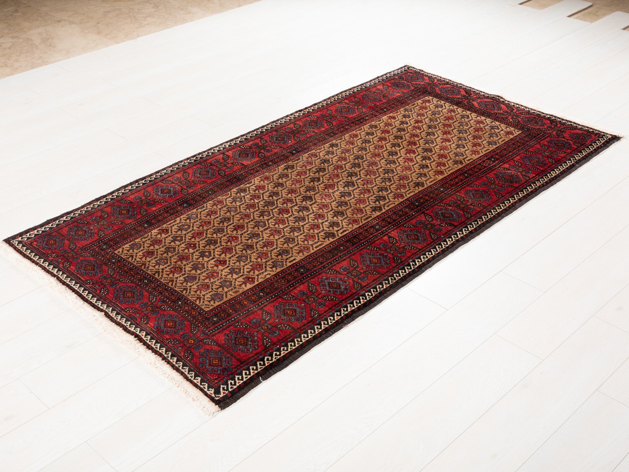 Hand-Knotted Vintage Wool Area Rug – 6' 6" x 3' 6" (197 x 107 cm) - Yasi & Fara