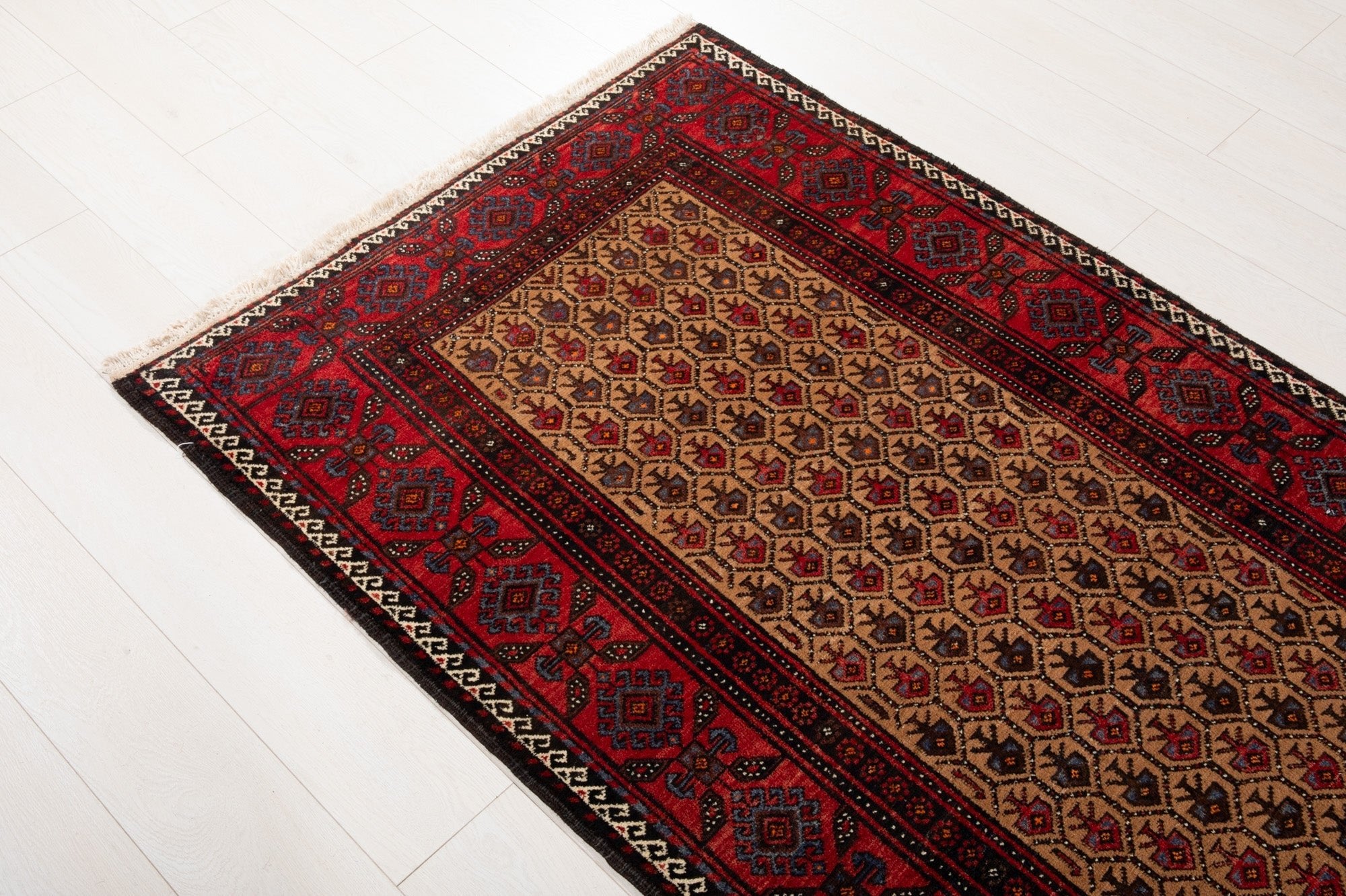 Hand-Knotted Vintage Wool Area Rug – 6' 6" x 3' 6" (197 x 107 cm) - Yasi & Fara