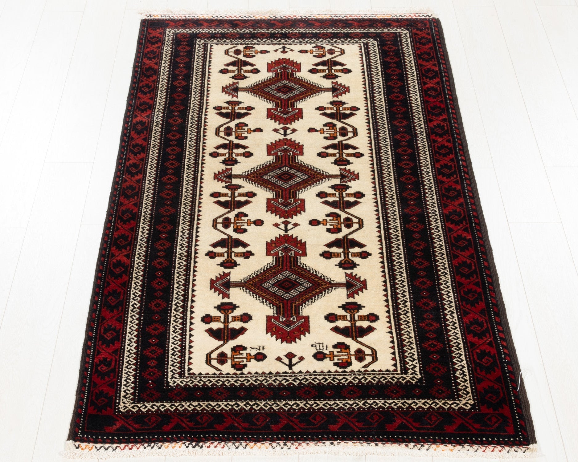 Hand-Knotted Vintage Wool Area Rug – 6' 3" x 3' 5" (190 x 104 cm) - Yasi & Fara