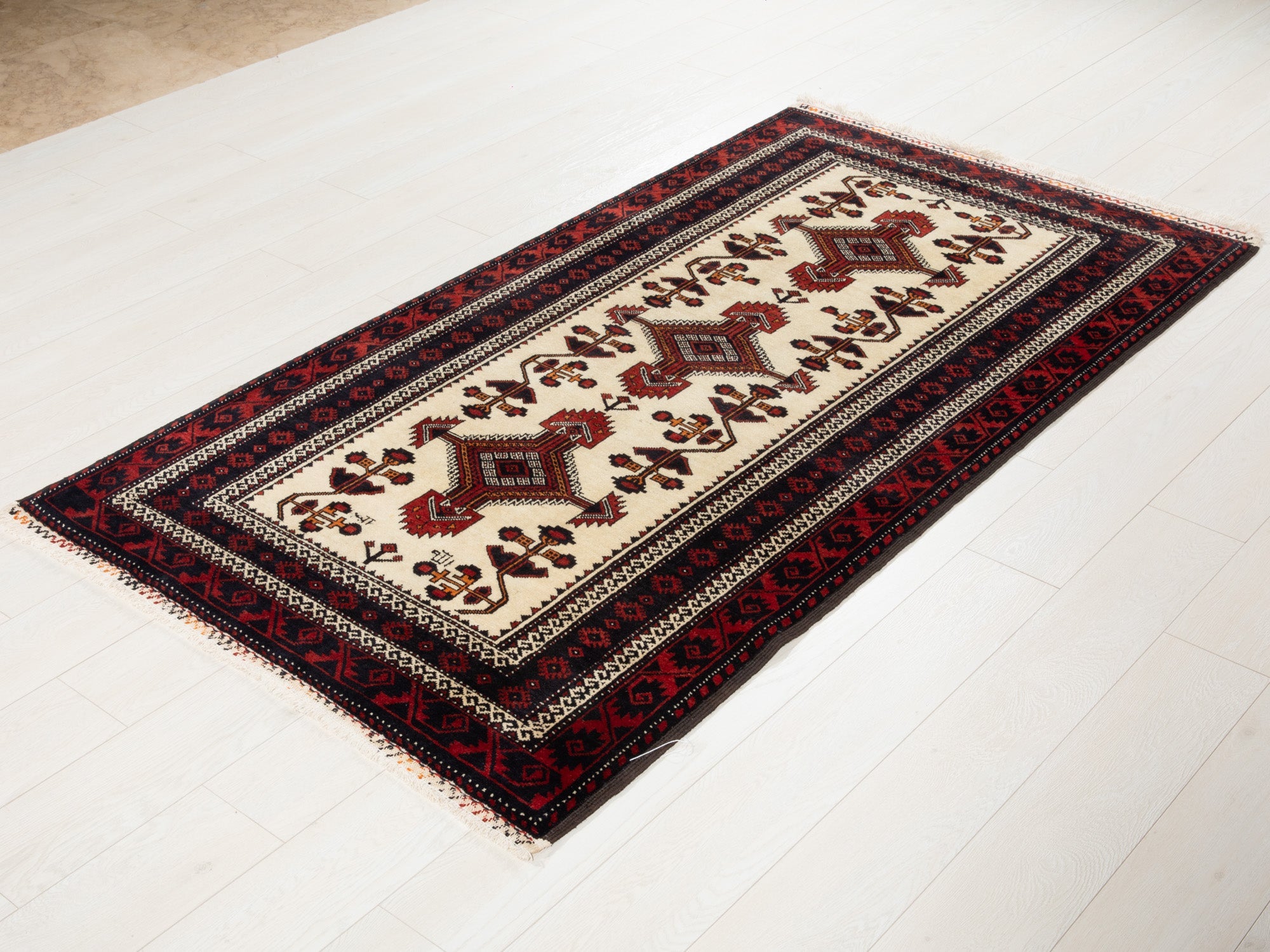 Hand-Knotted Vintage Wool Area Rug – 6' 3" x 3' 5" (190 x 104 cm) - Yasi & Fara