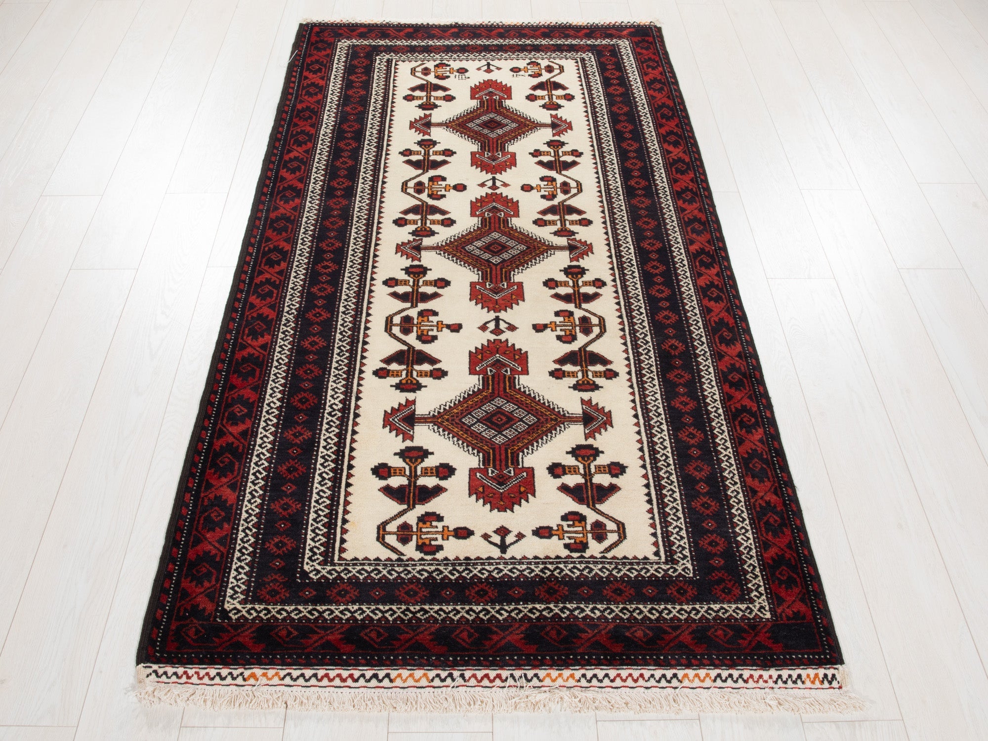 Hand-Knotted Vintage Wool Area Rug – 6' 3" x 3' 5" (190 x 104 cm) - Yasi & Fara