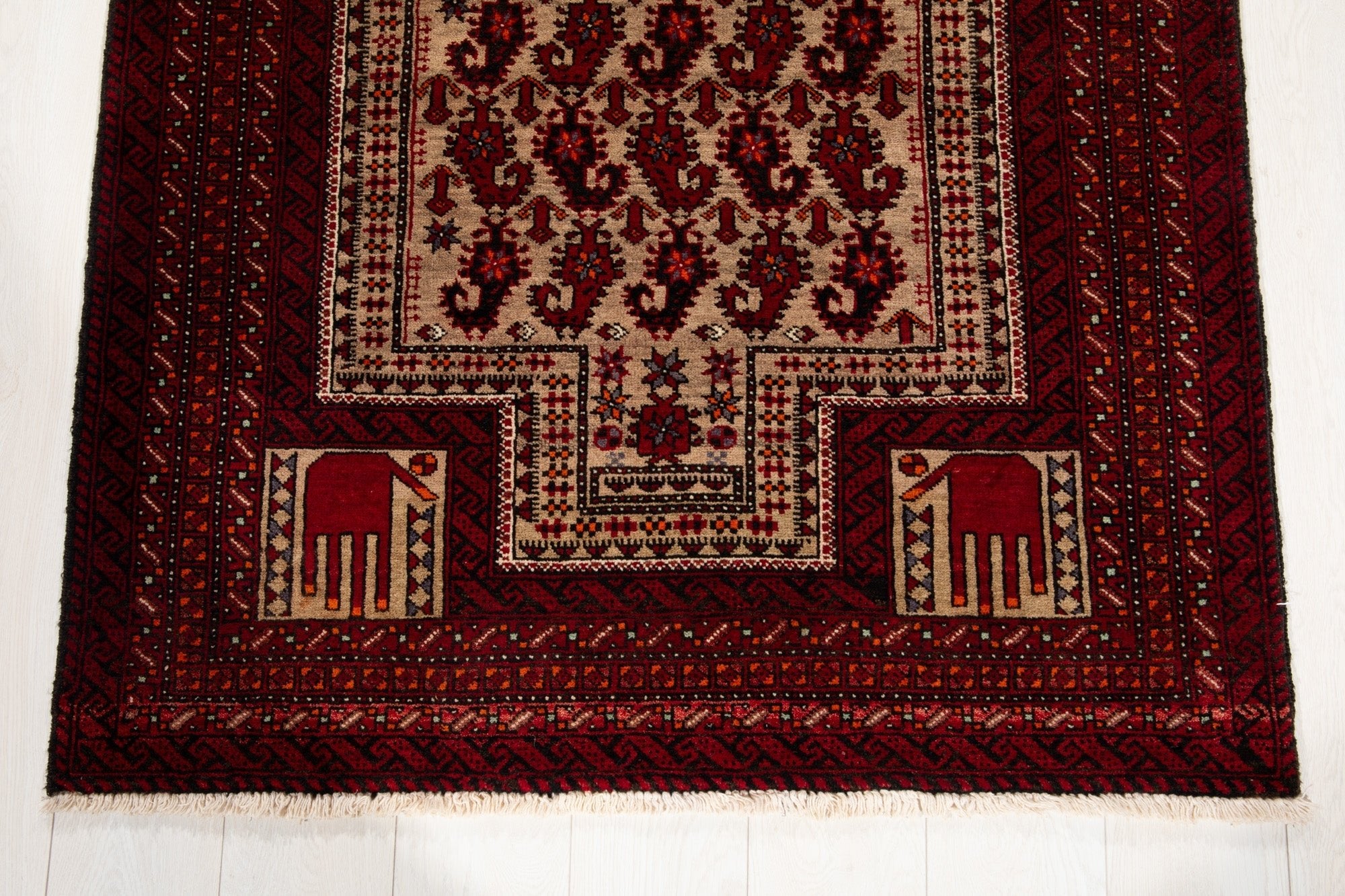 Hand-Knotted Vintage Prayer Wool Area Rug – 6' 6" x 3' 5" (197 x 104 cm) - Yasi & Fara